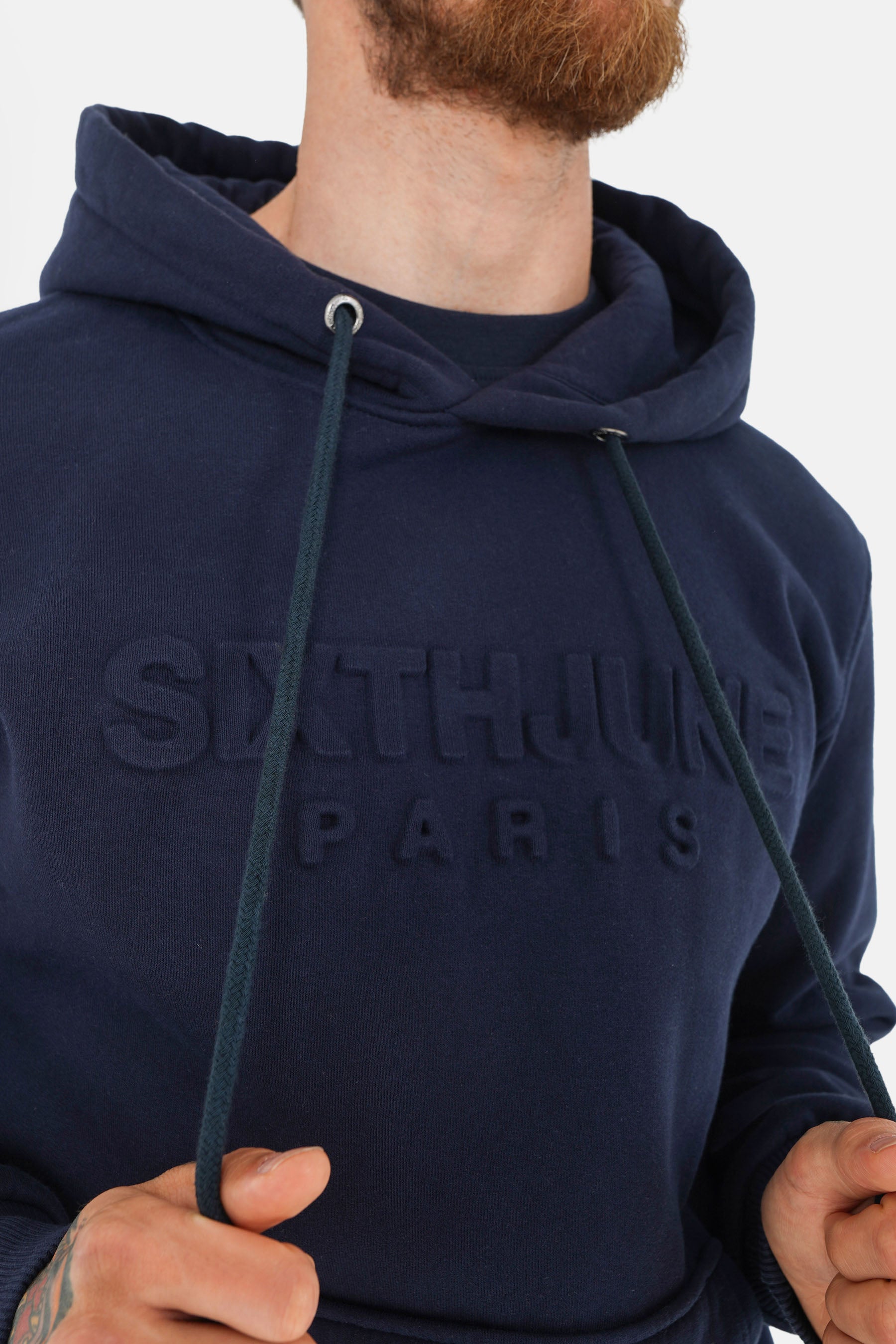 Embossed hoodie Navy