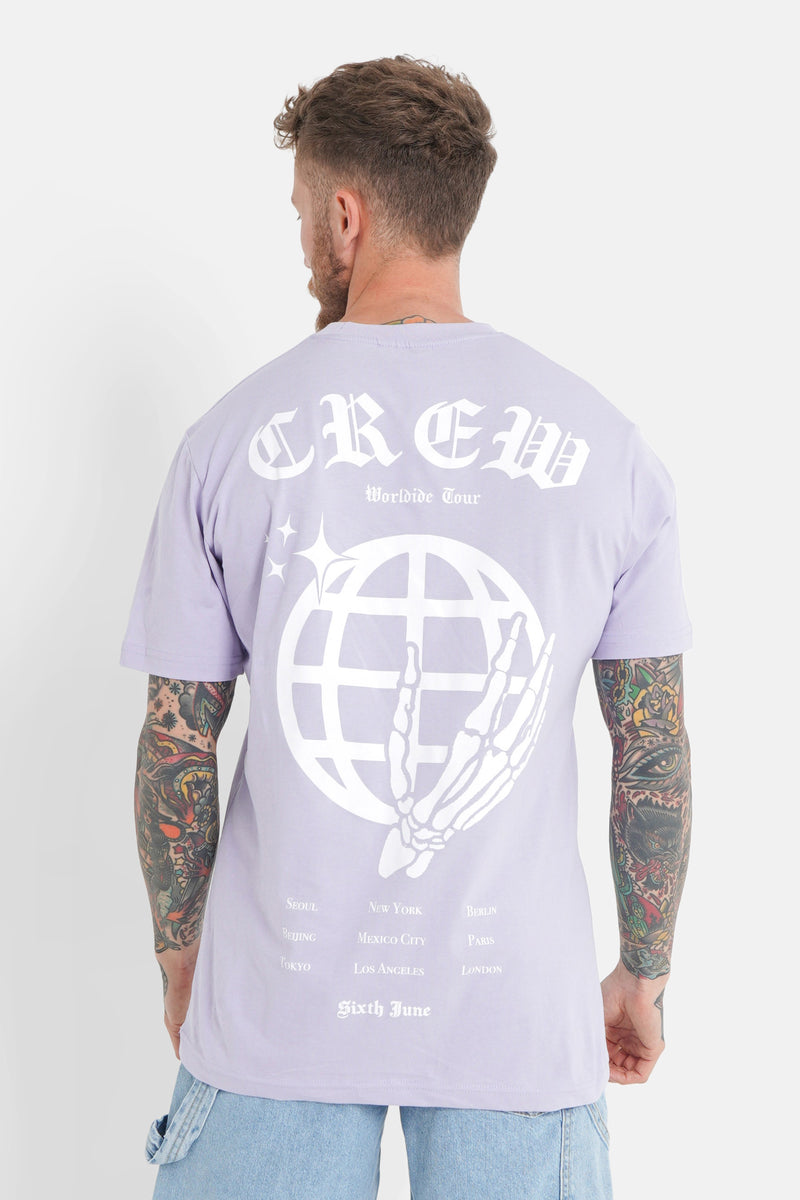 T-shirt crew globe Violet clair