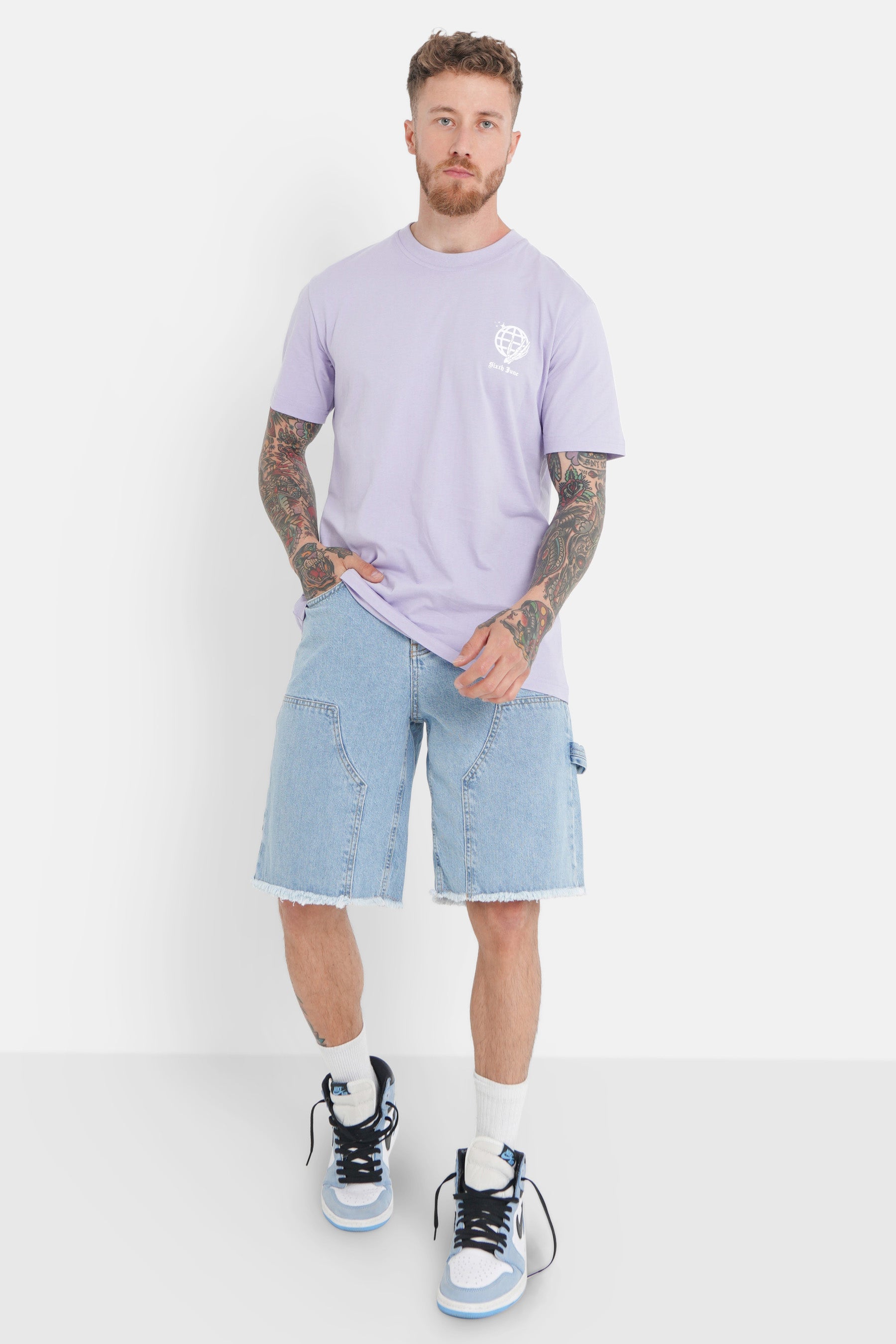 T-shirt crew globe Violet clair