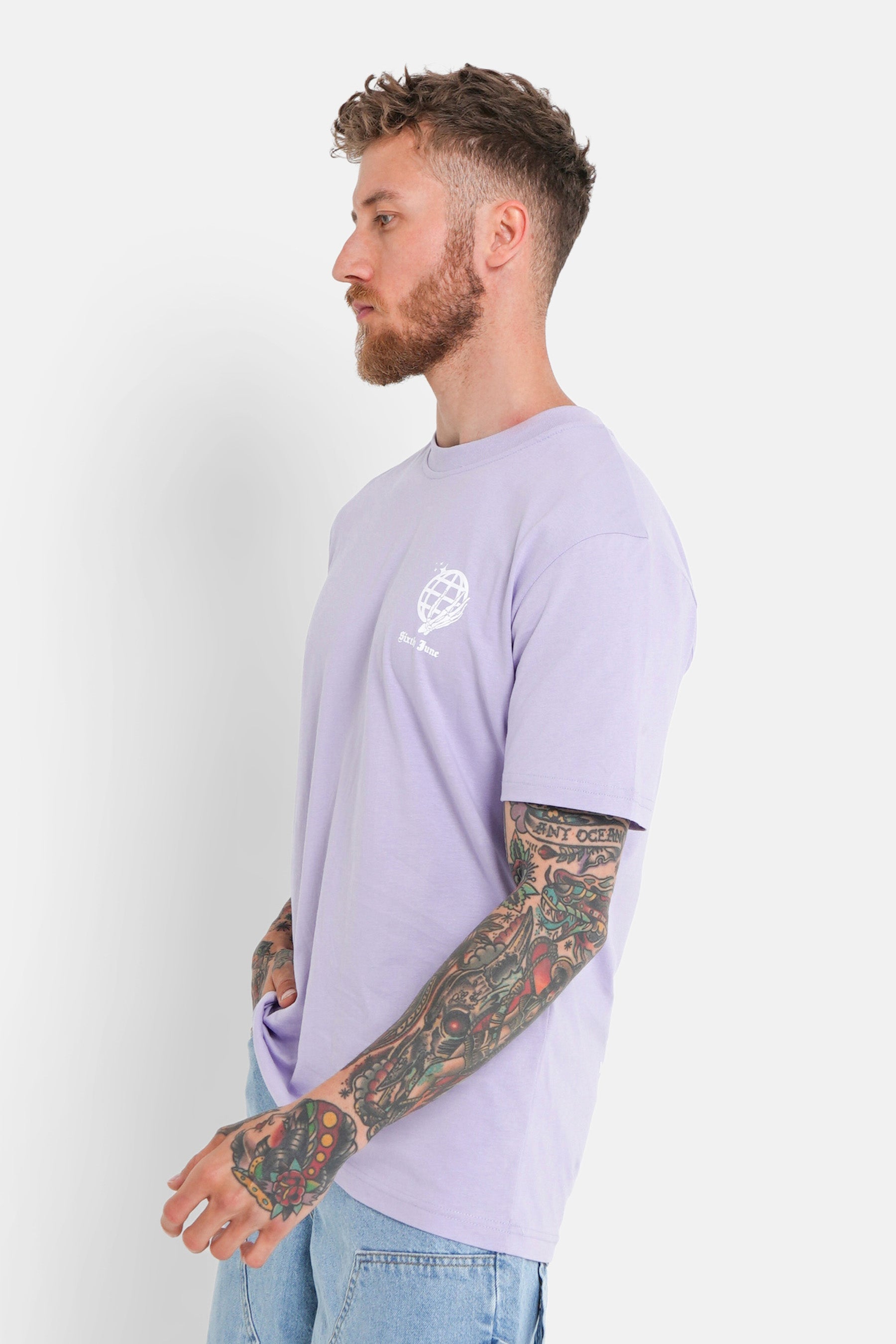 T-shirt crew globe Violet clair