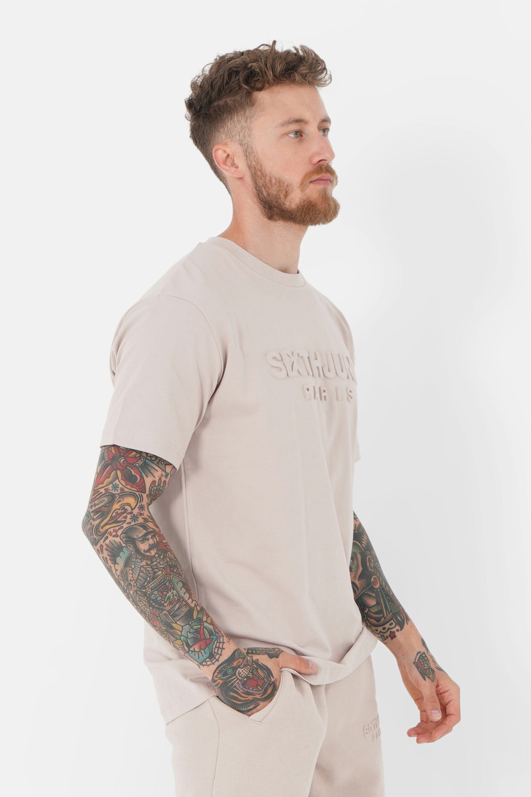 Embossed t-shirt Beige