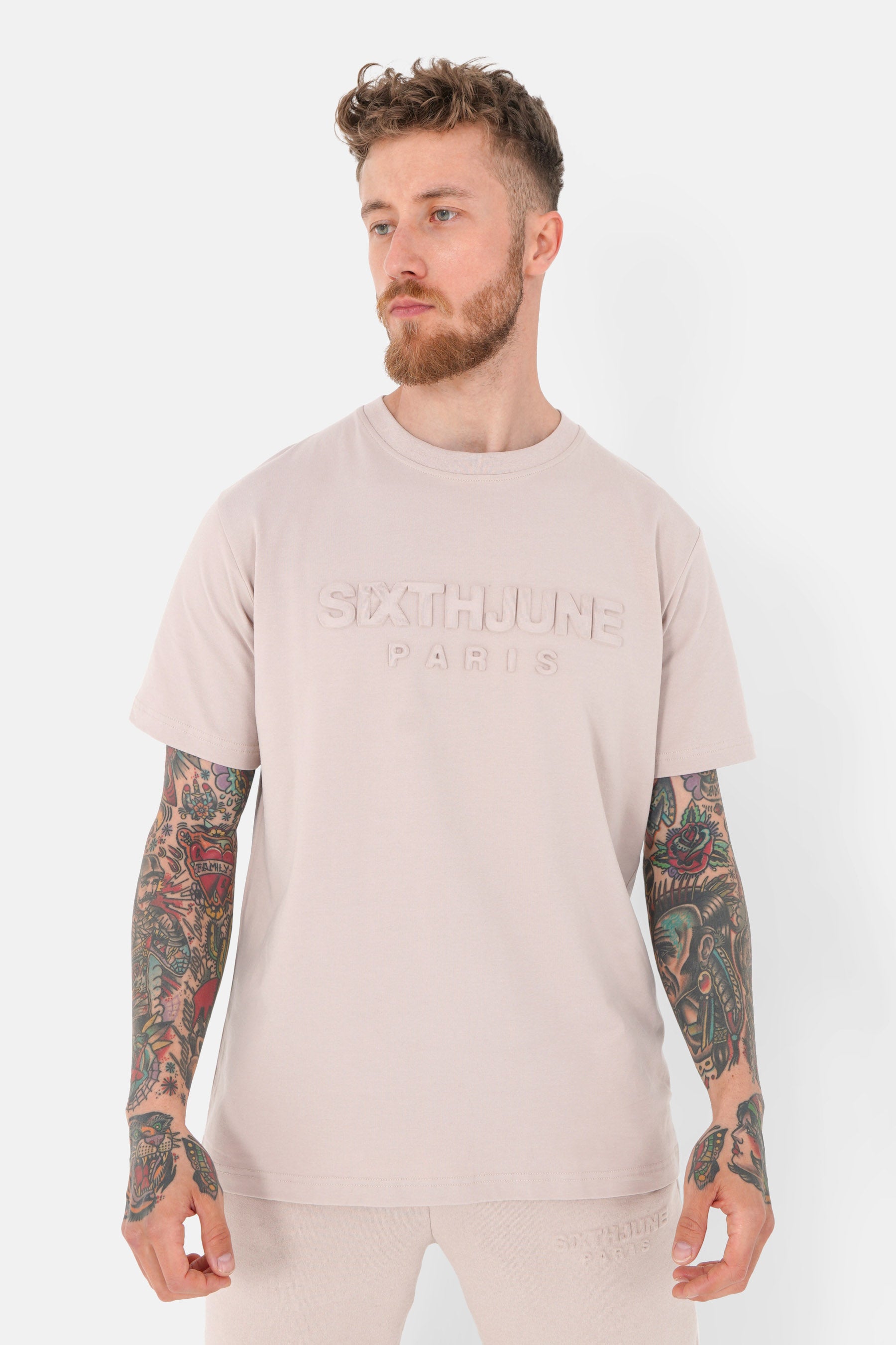 Embossed t-shirt Beige