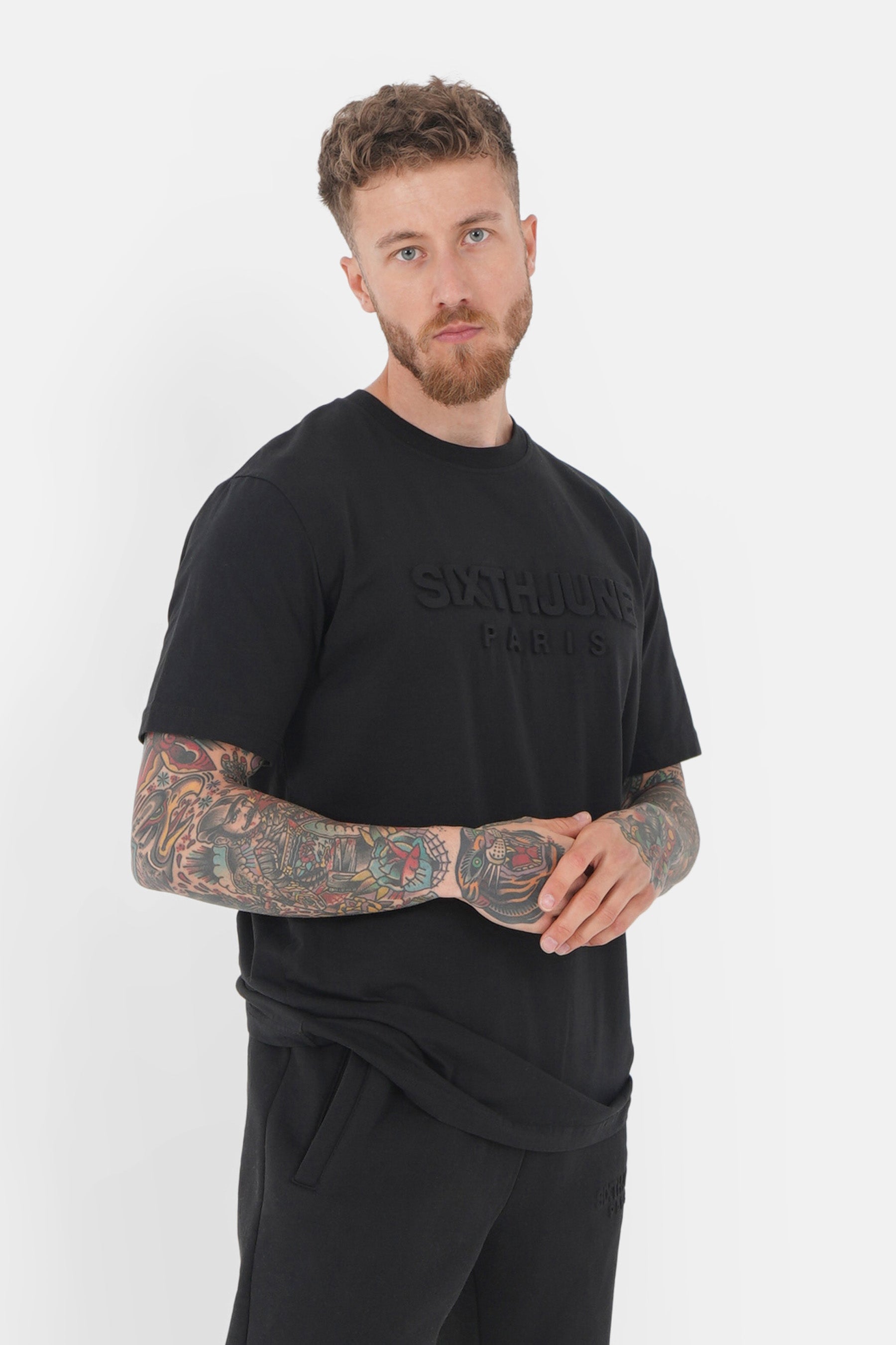 T-shirt logo relief Noir