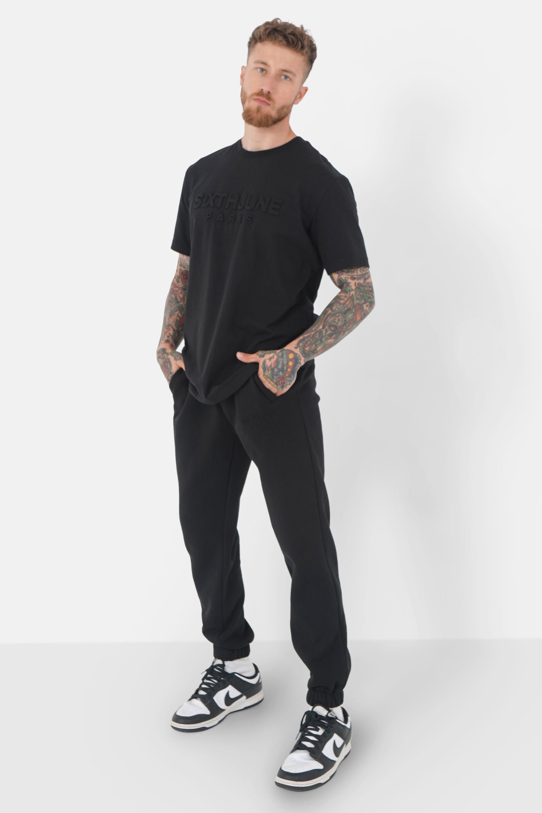 T-shirt logo relief Noir