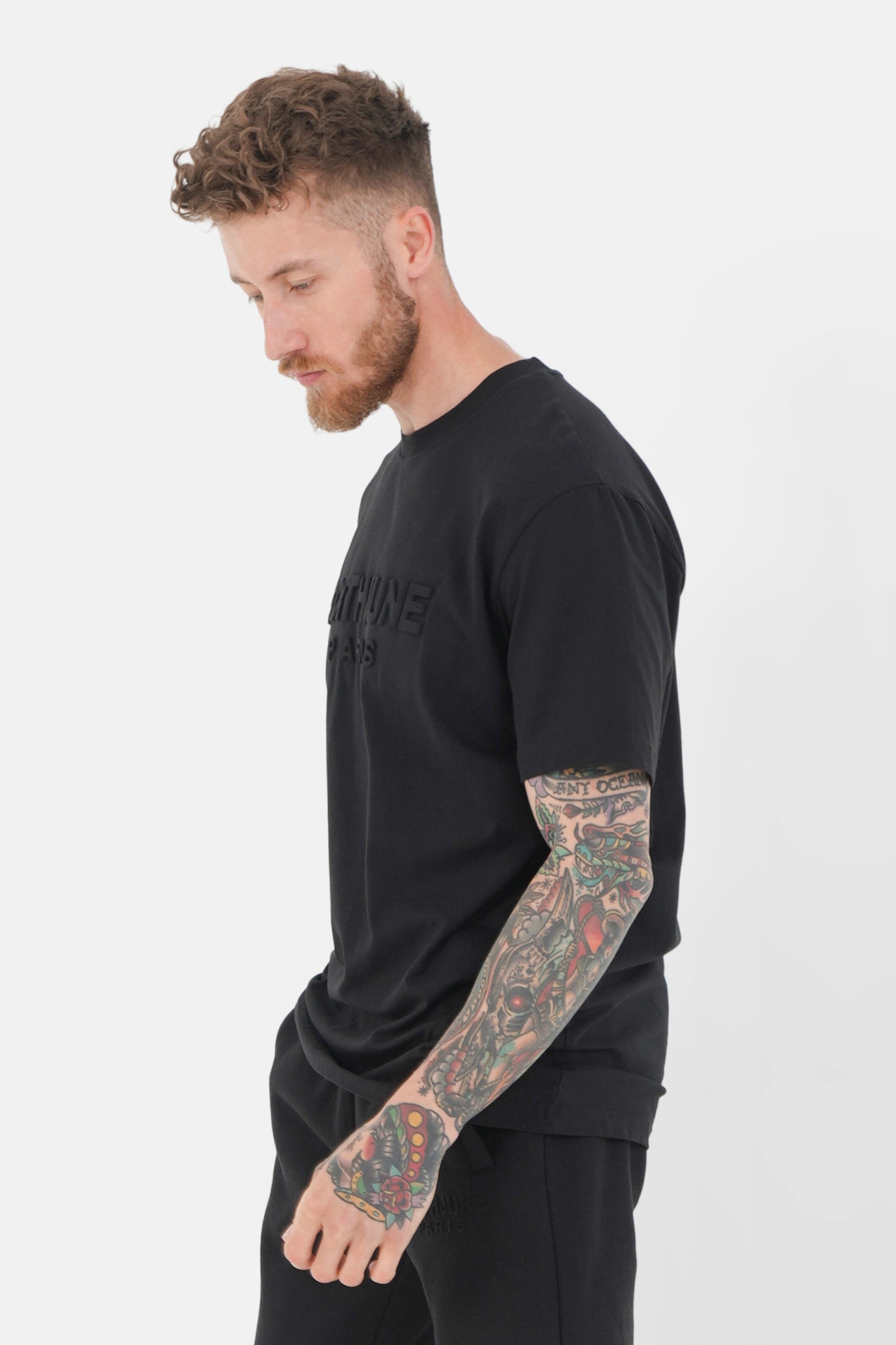 T-shirt logo relief Noir