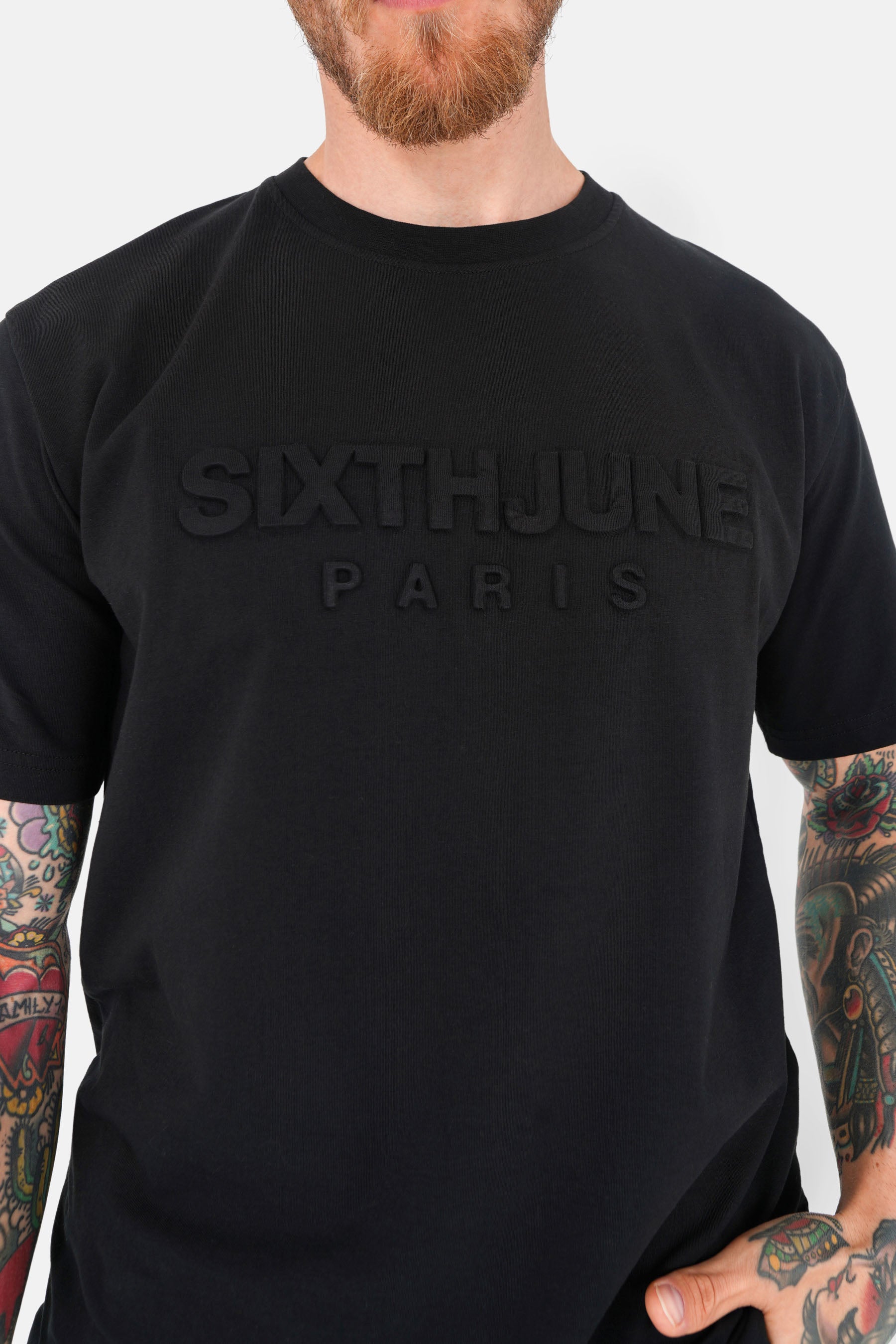T-shirt logo relief Noir