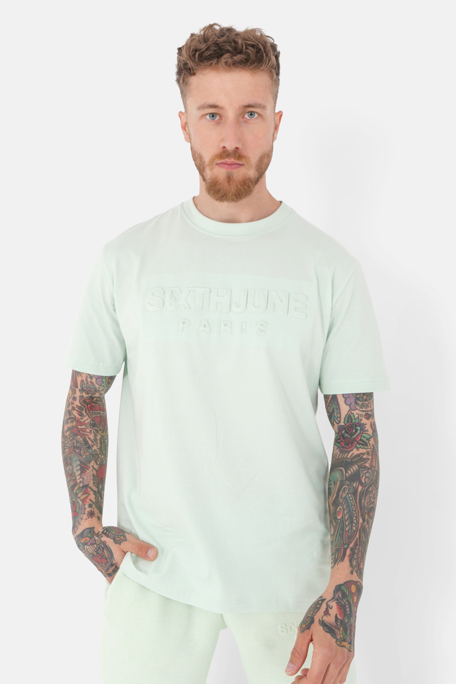 T-shirt logo relief Vert clair