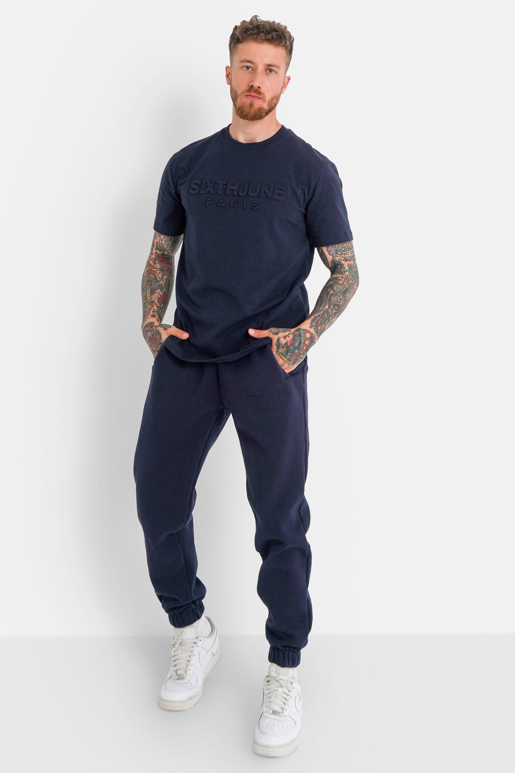 Embossed t-shirt Navy