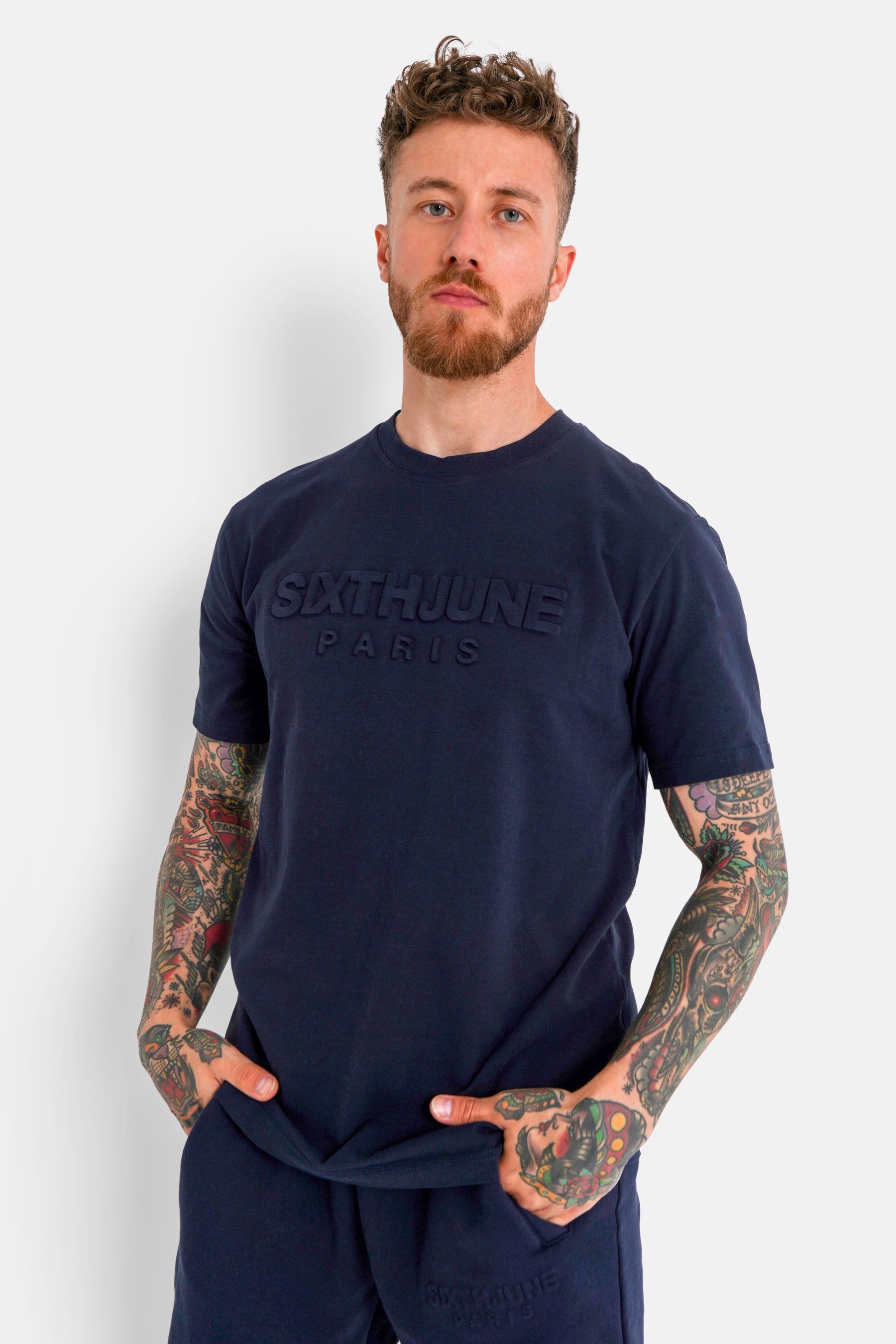 Embossed t-shirt Navy