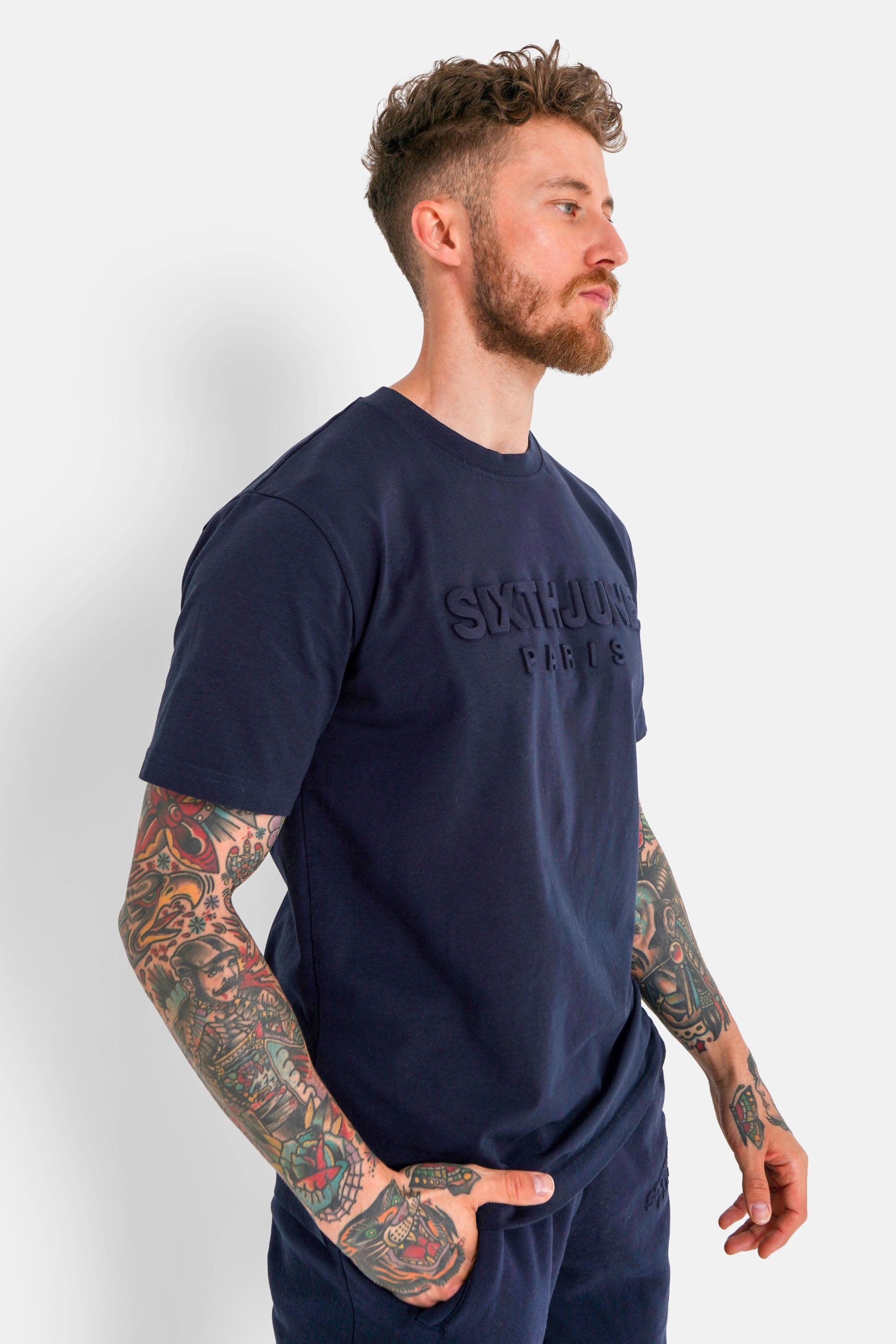 Embossed t-shirt Navy