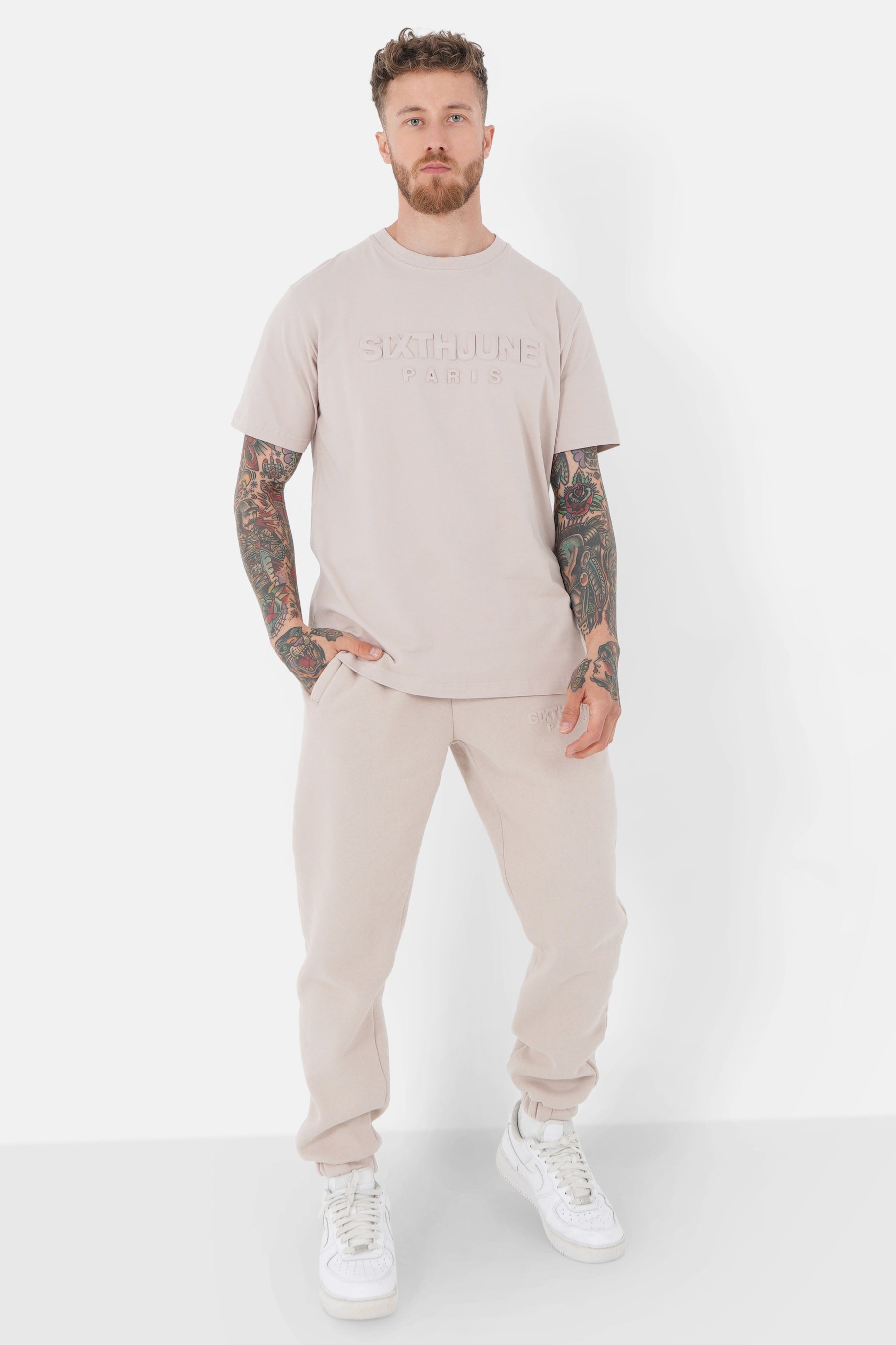Jogging logo relief Beige