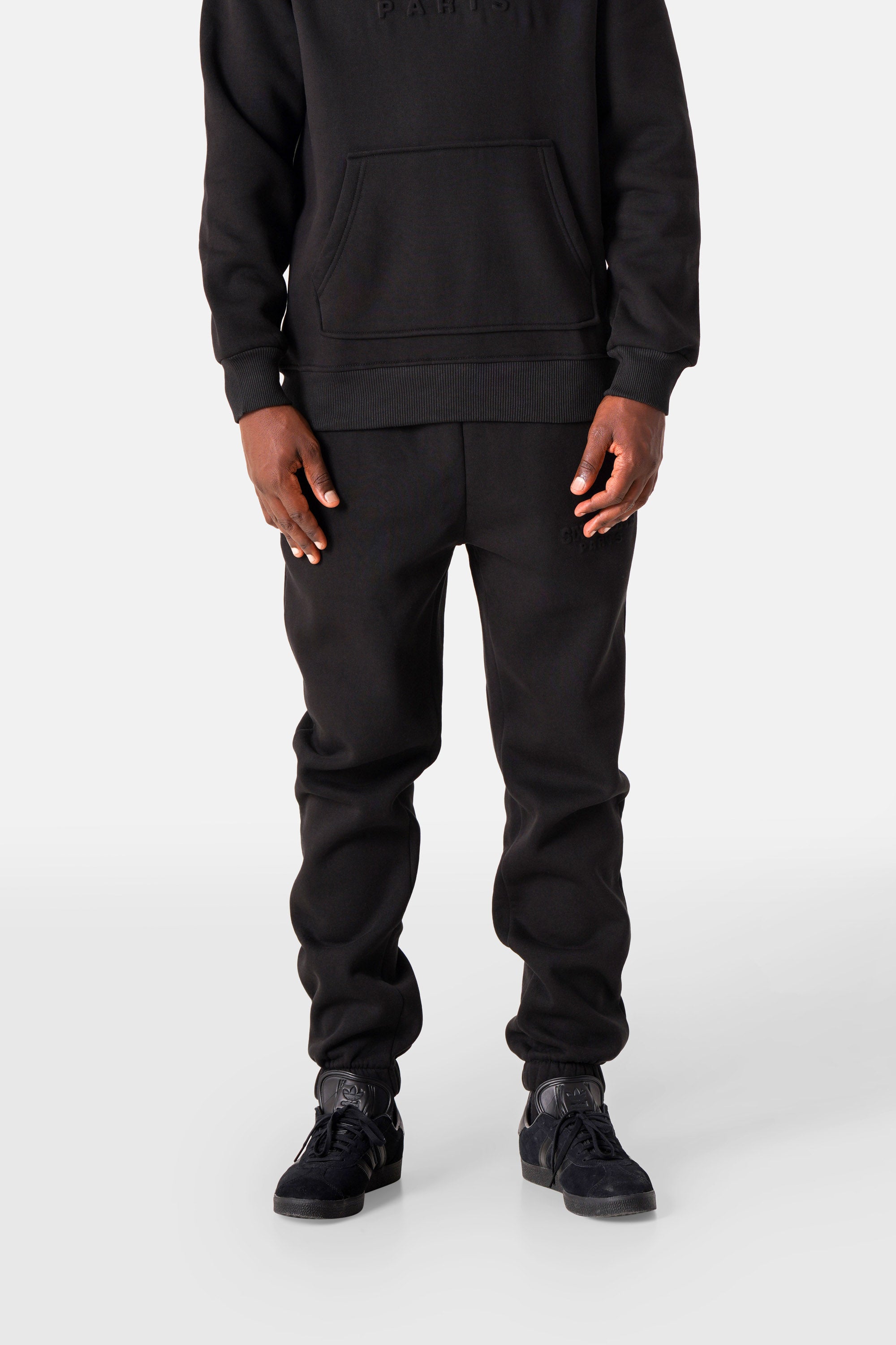 Embossed joggers Black