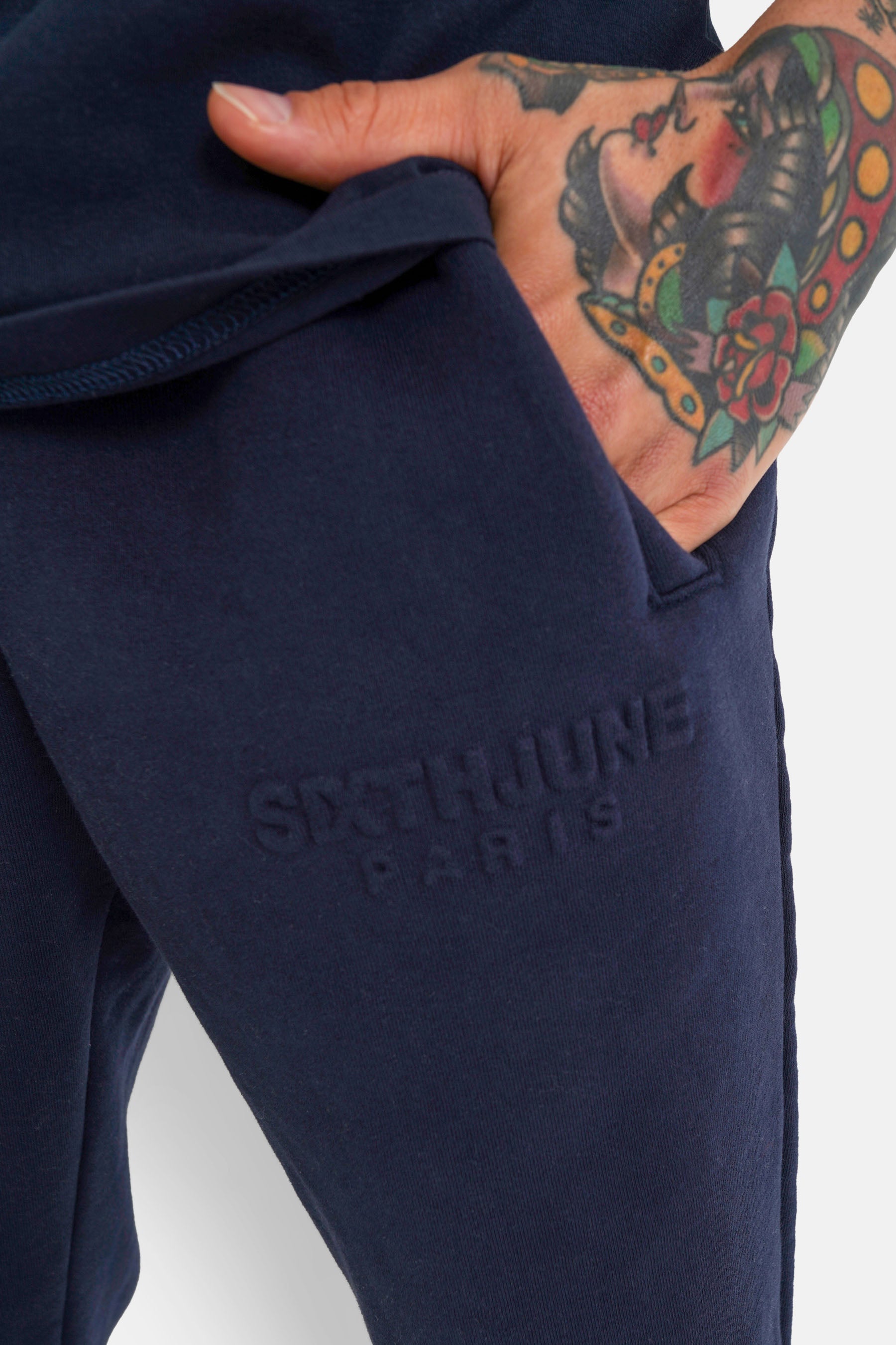 Embossed joggers Navy