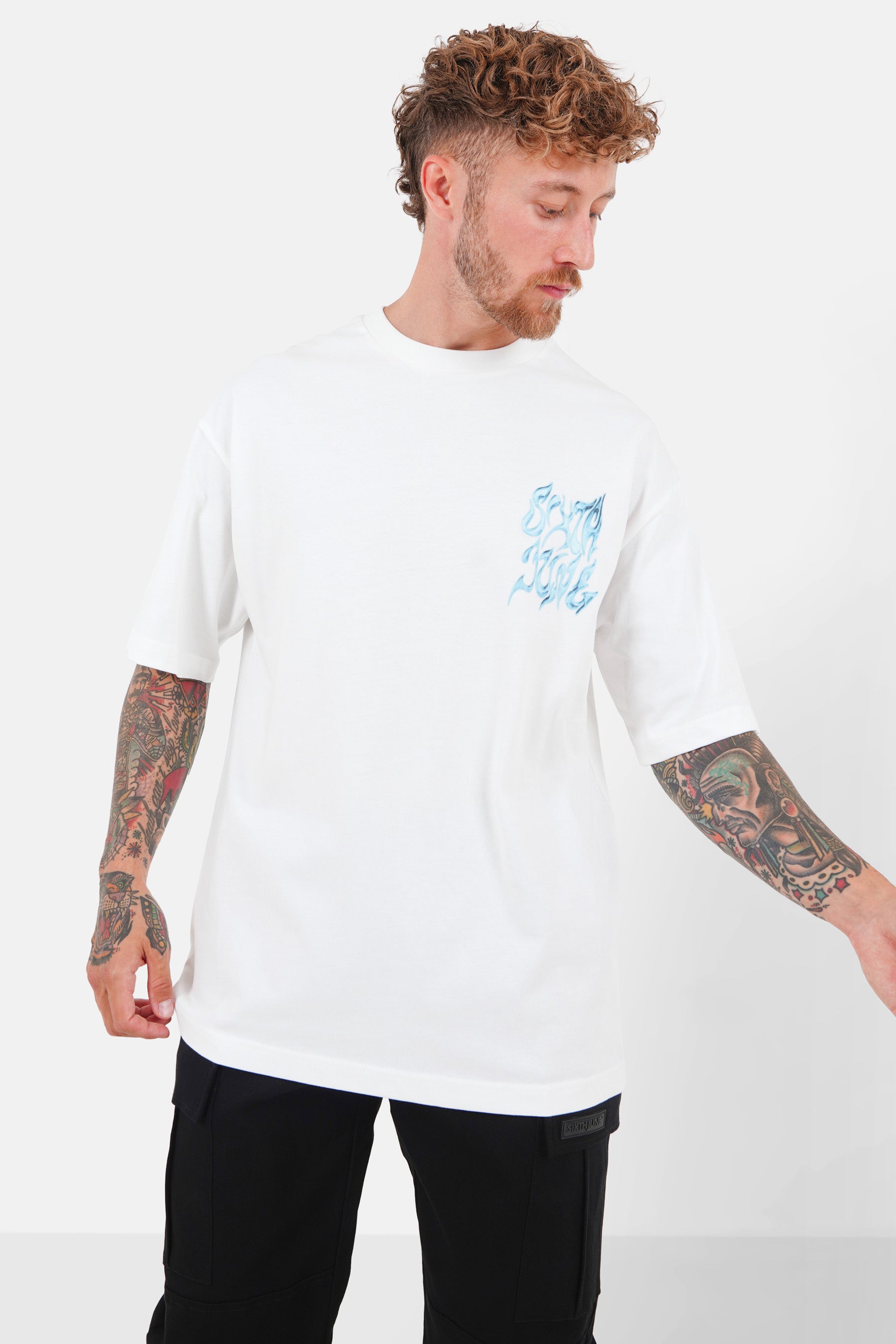 Großes T-Shirt mit Chrom-Logo in Weiß