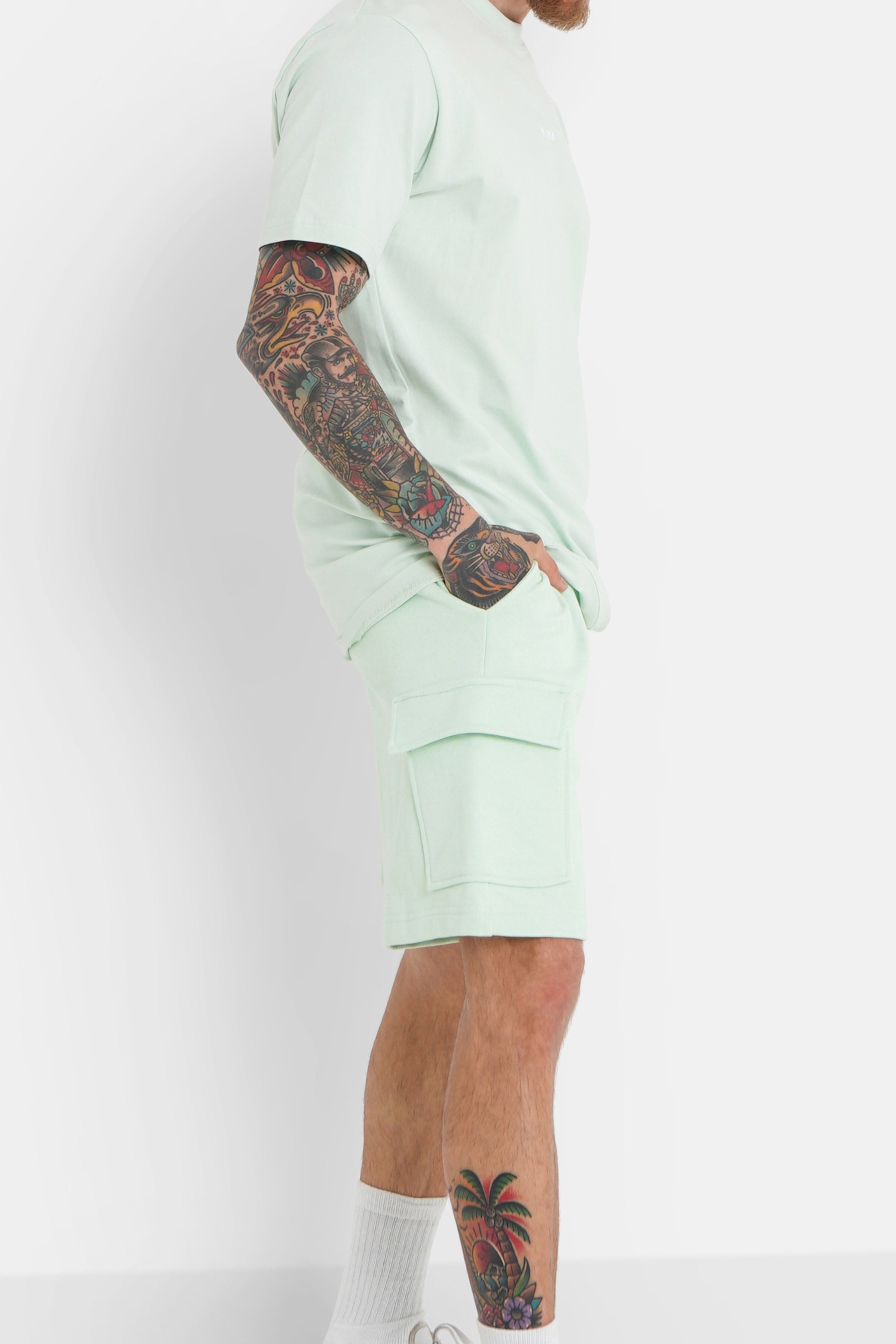 Shorts mit Cargotaschen Hellgrün