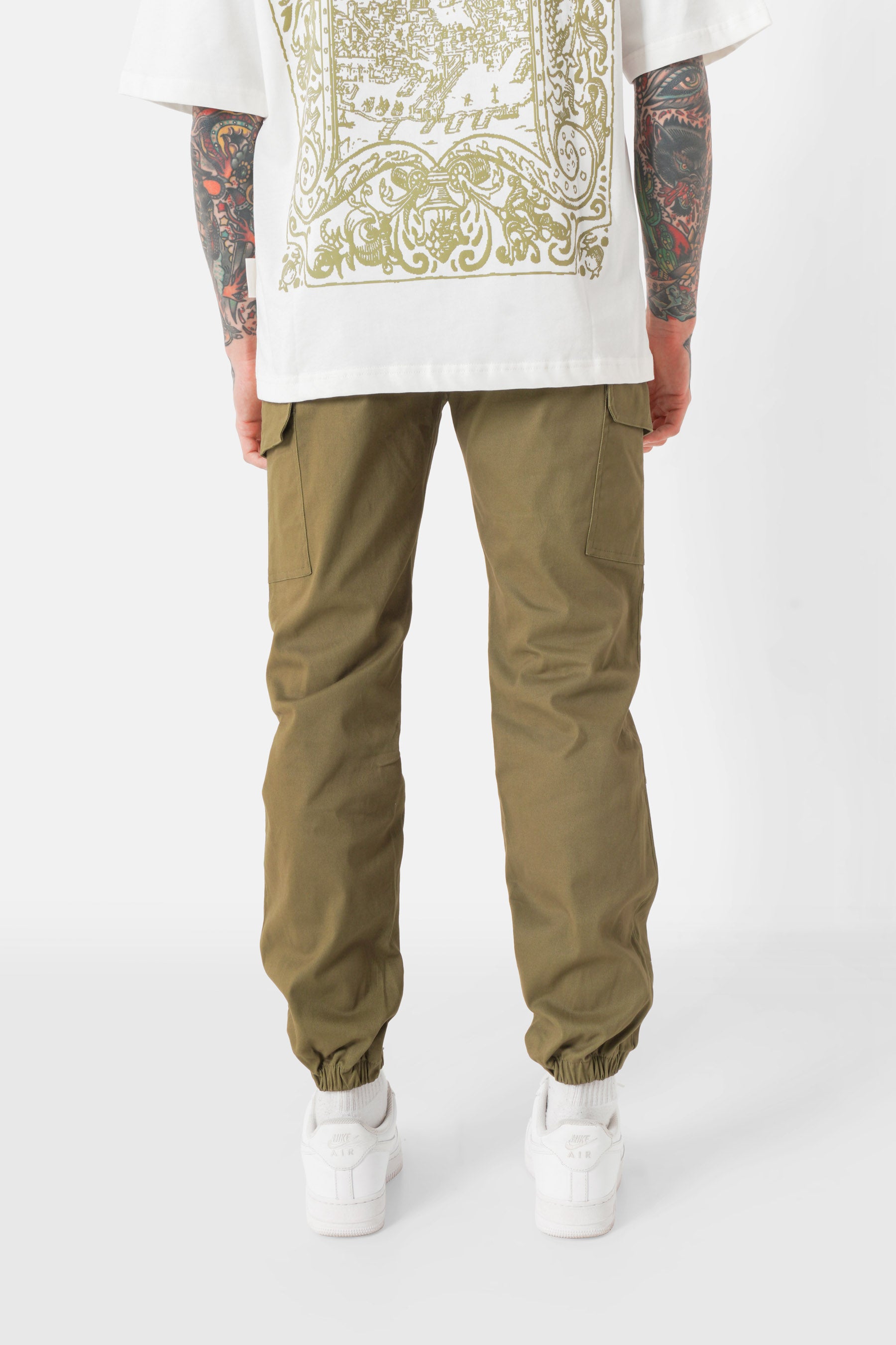 Pantalon poches cargo cordons Vert kaki