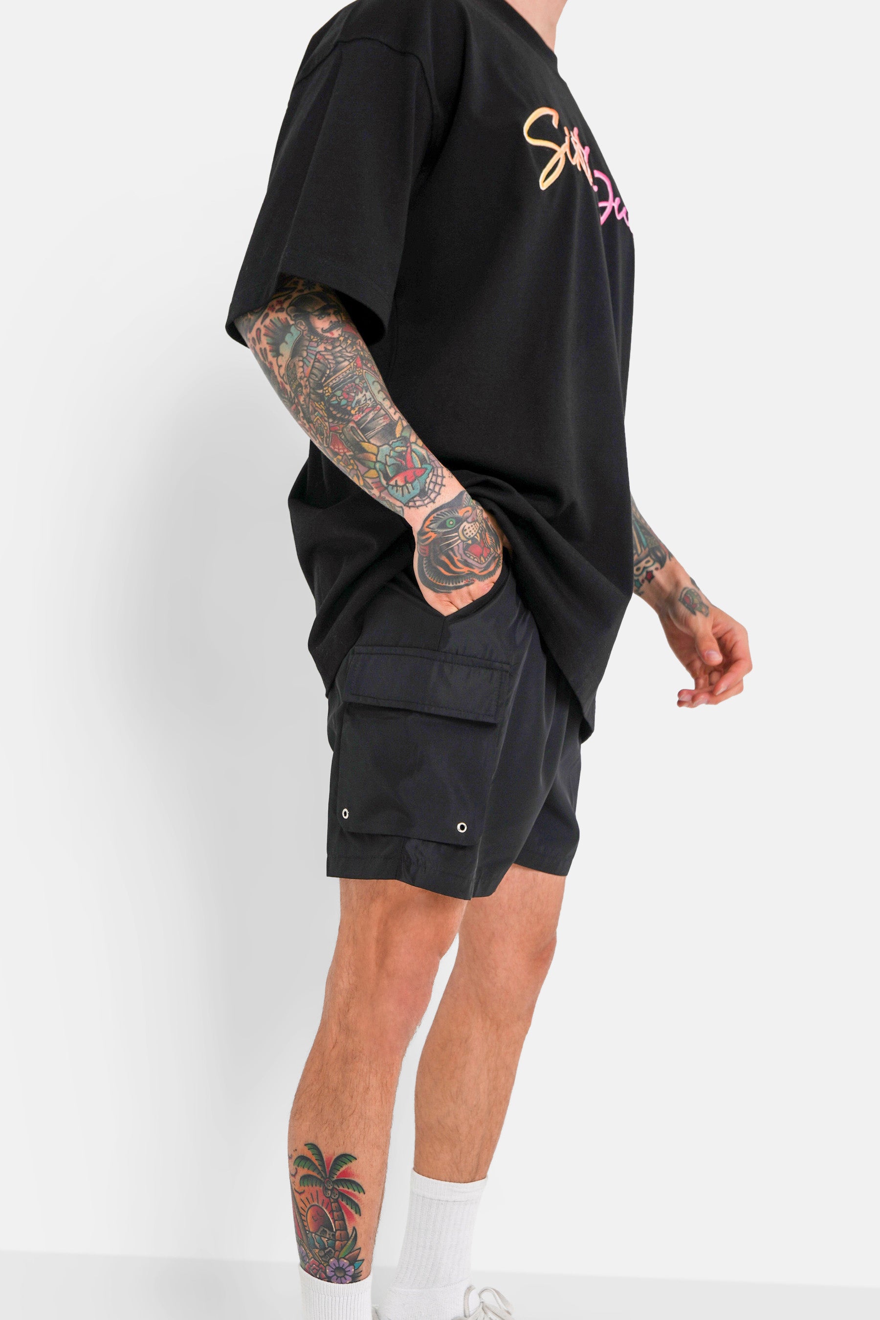 Short de bain poche Noir