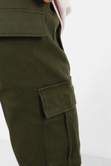 Pantalon droit poches cargo Vert kaki