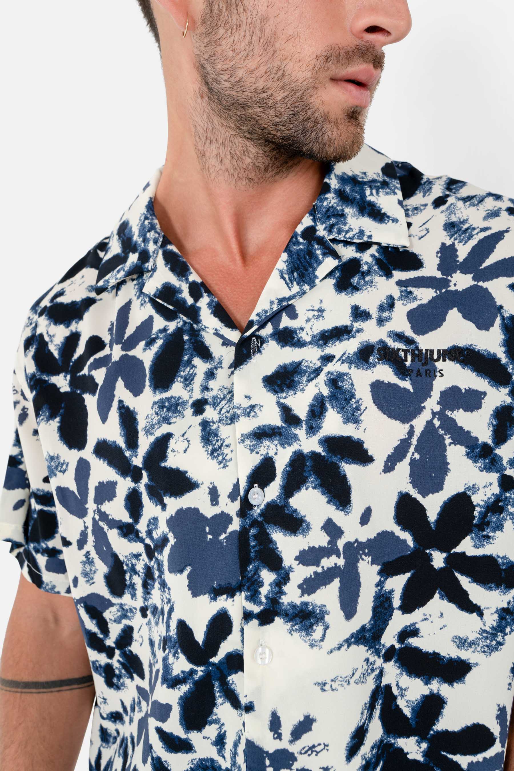 Chemise fluide fleurie Bleu