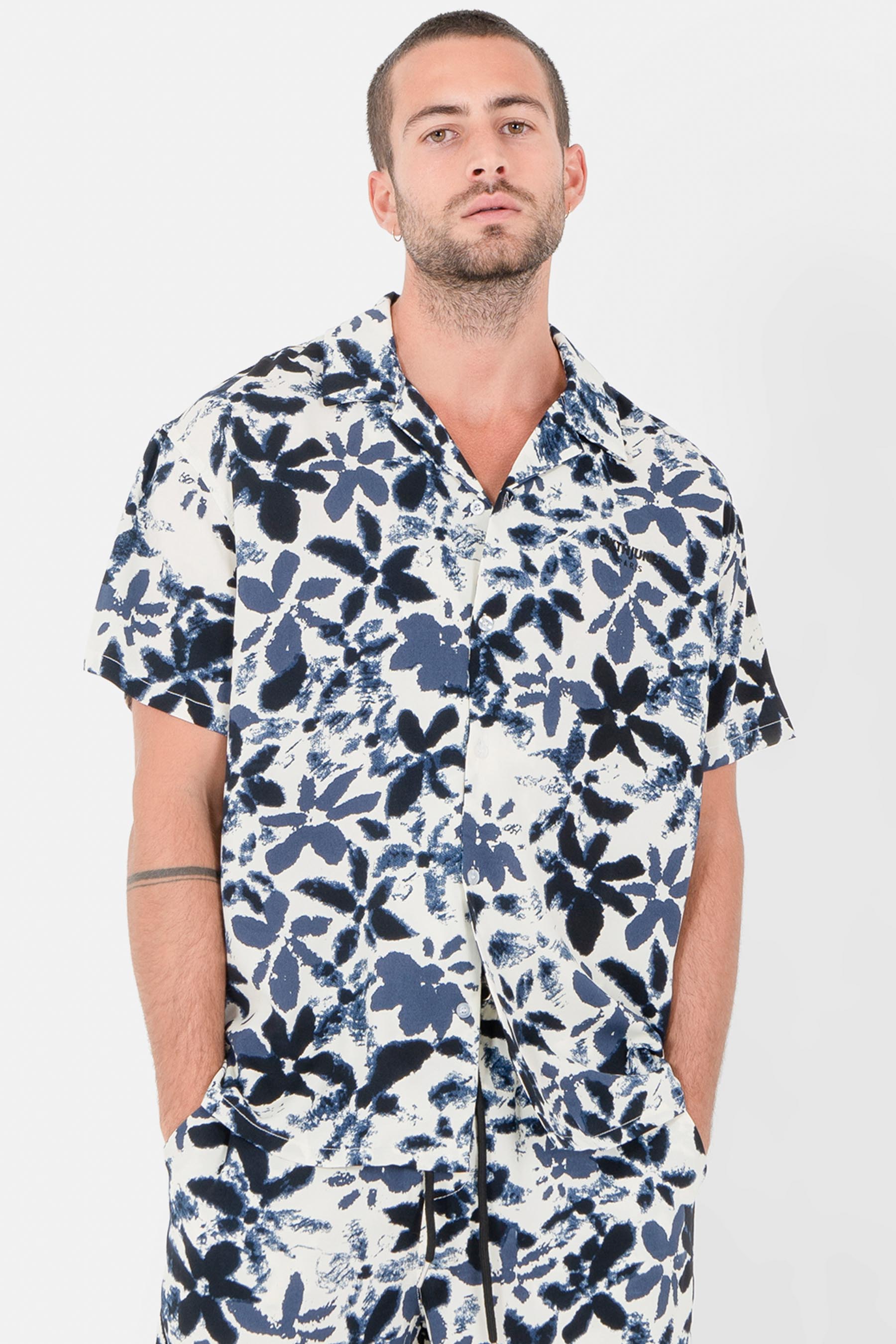 Chemise fluide fleurie Bleu