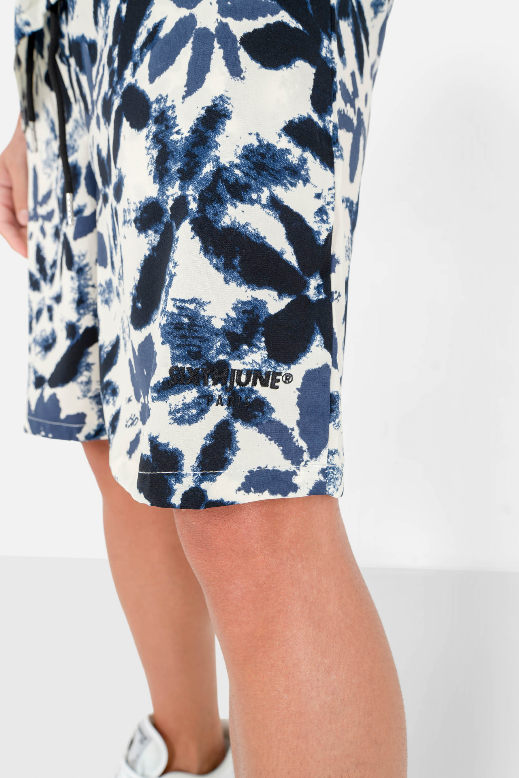 Short fluide imprimé floral Bleu