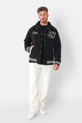 Two-tone embroidered initials Jacket Black