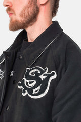 Two-tone embroidered initials Jacket Black