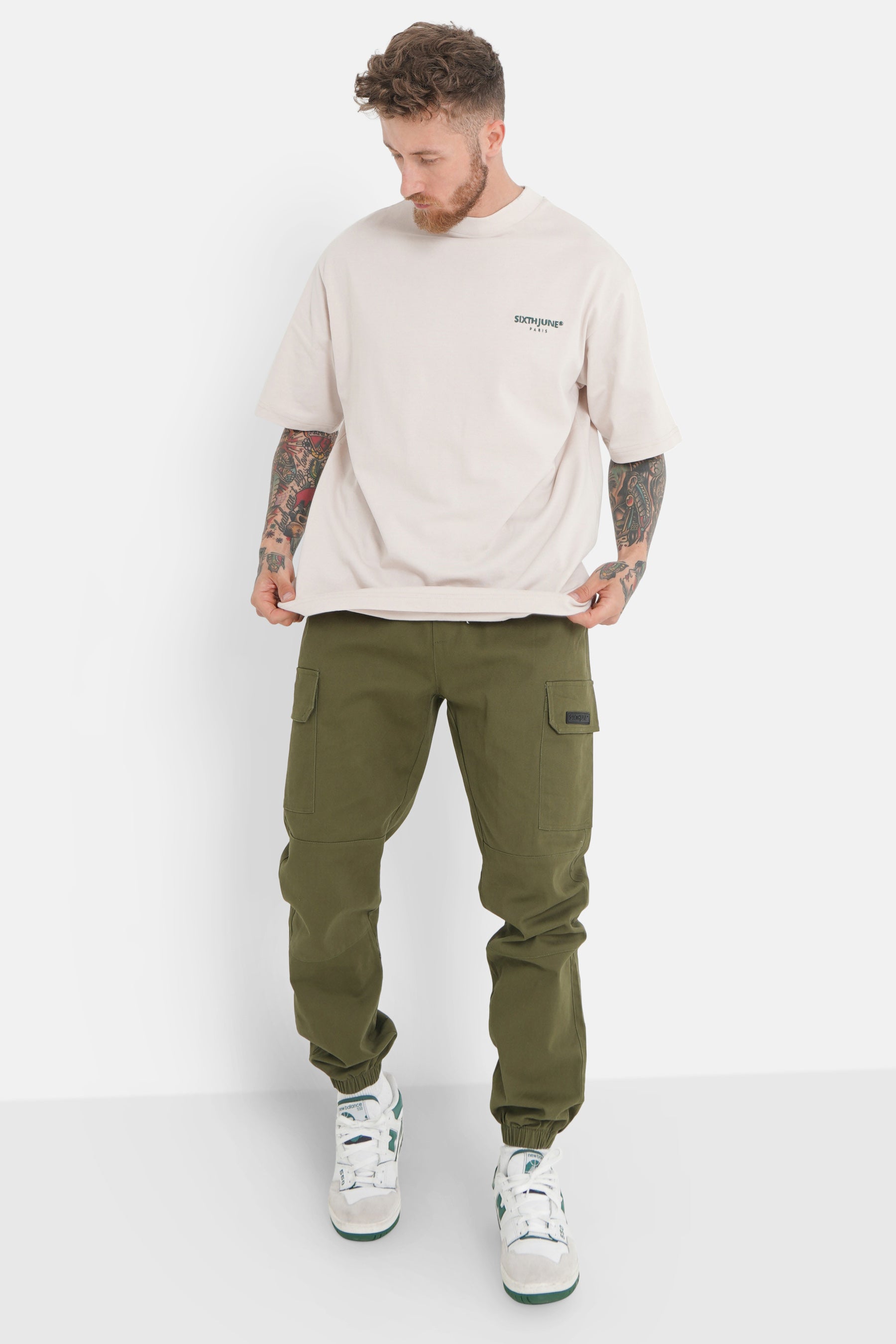 Back logo patch t-shirt Beige