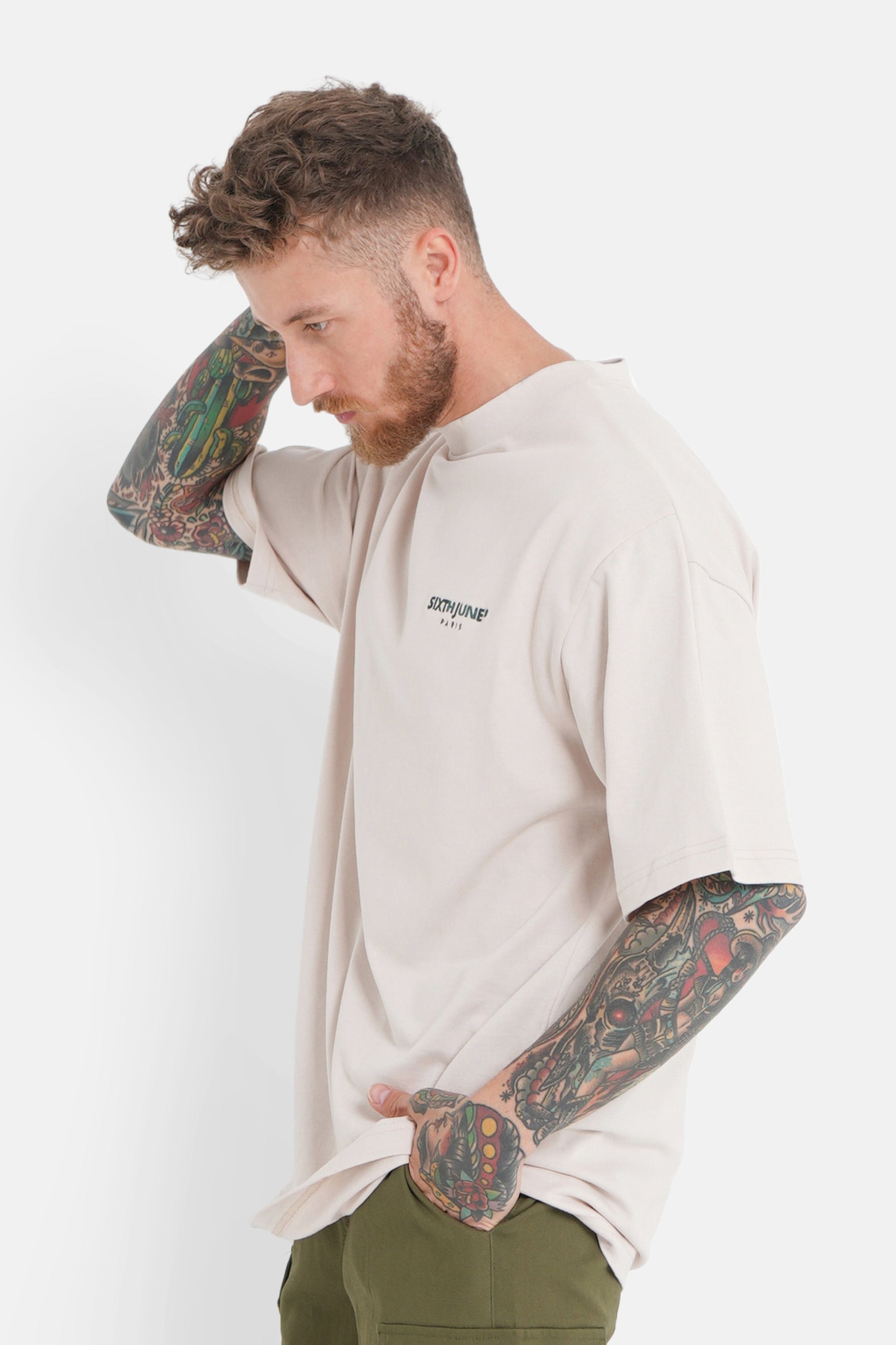 Back logo patch t-shirt Beige