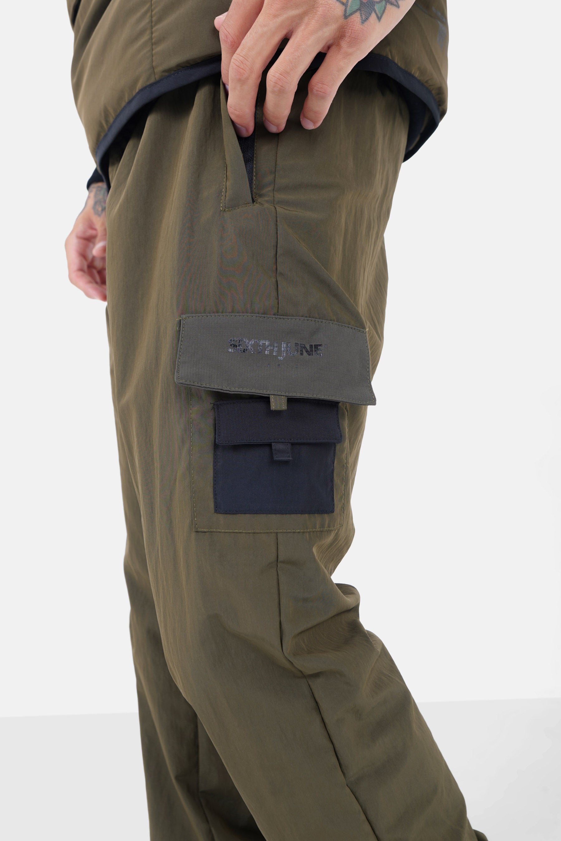 Pantalon cargo nylon Vert kaki