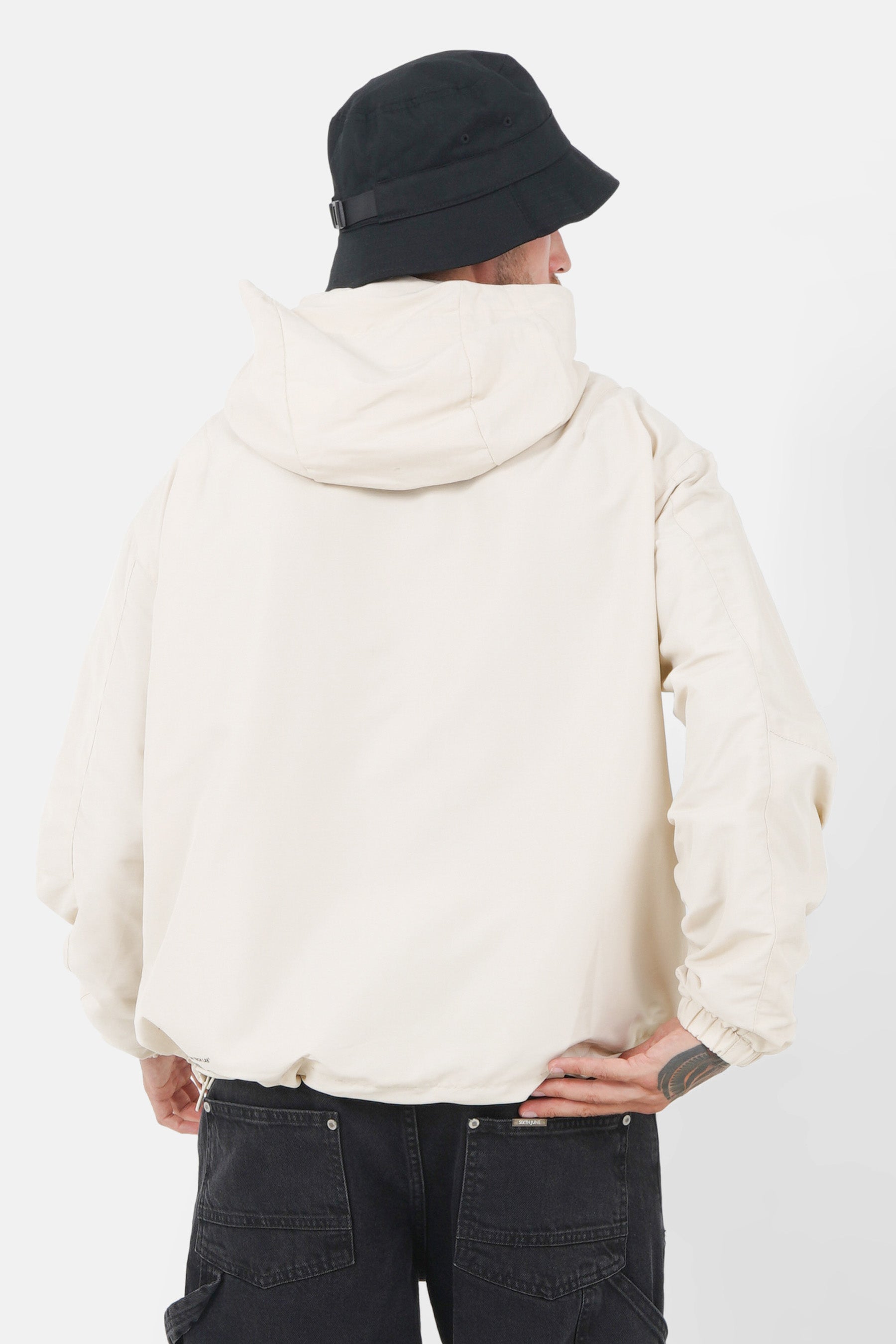 Diagonal nylon jacket Beige