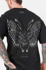 T-Shirt mit Samurai-Aufdruck Schwarz
