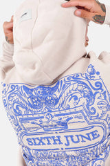 Sweatshirt capuche motifs azulejos Beige