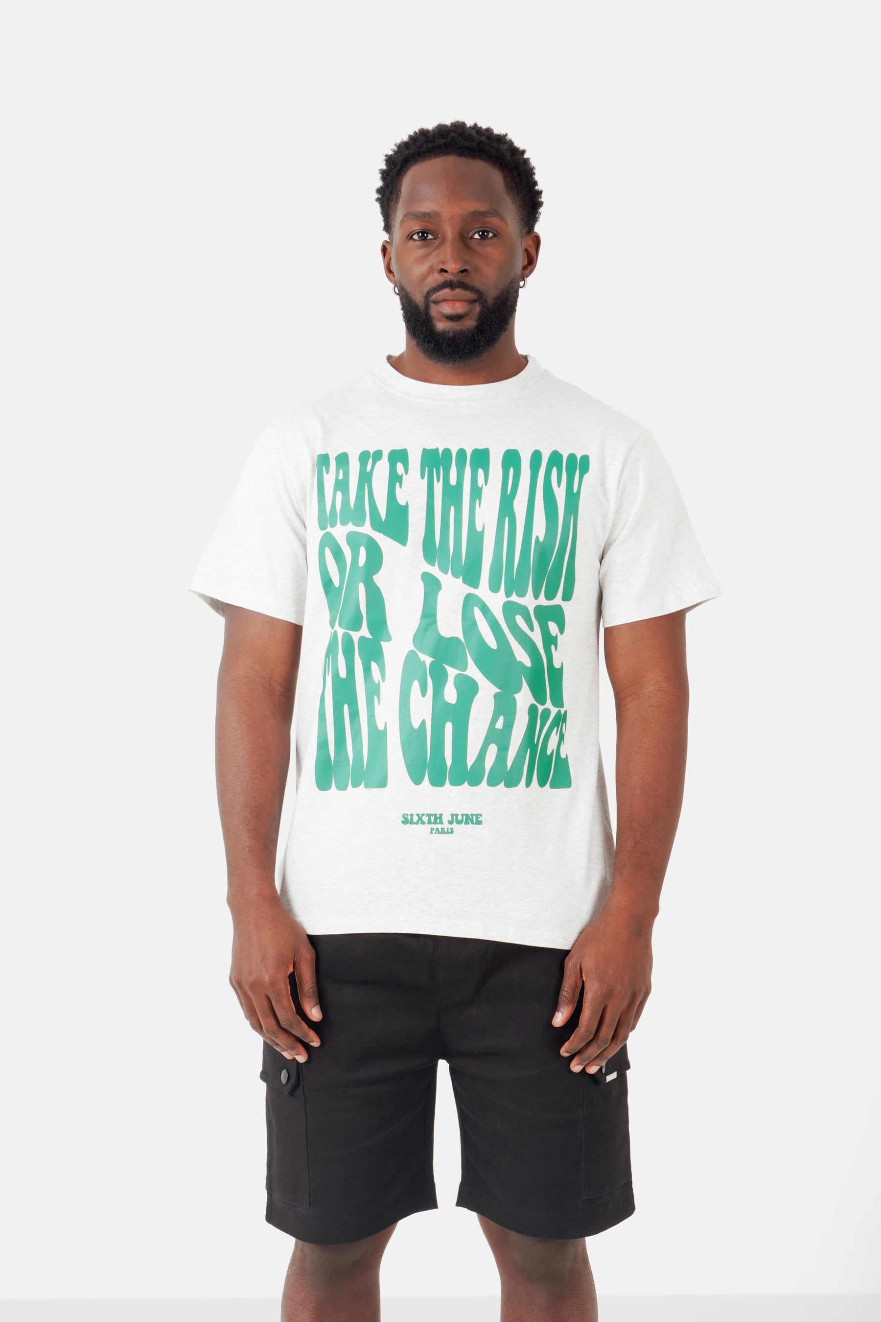 T-shirt print rétro Gris clair