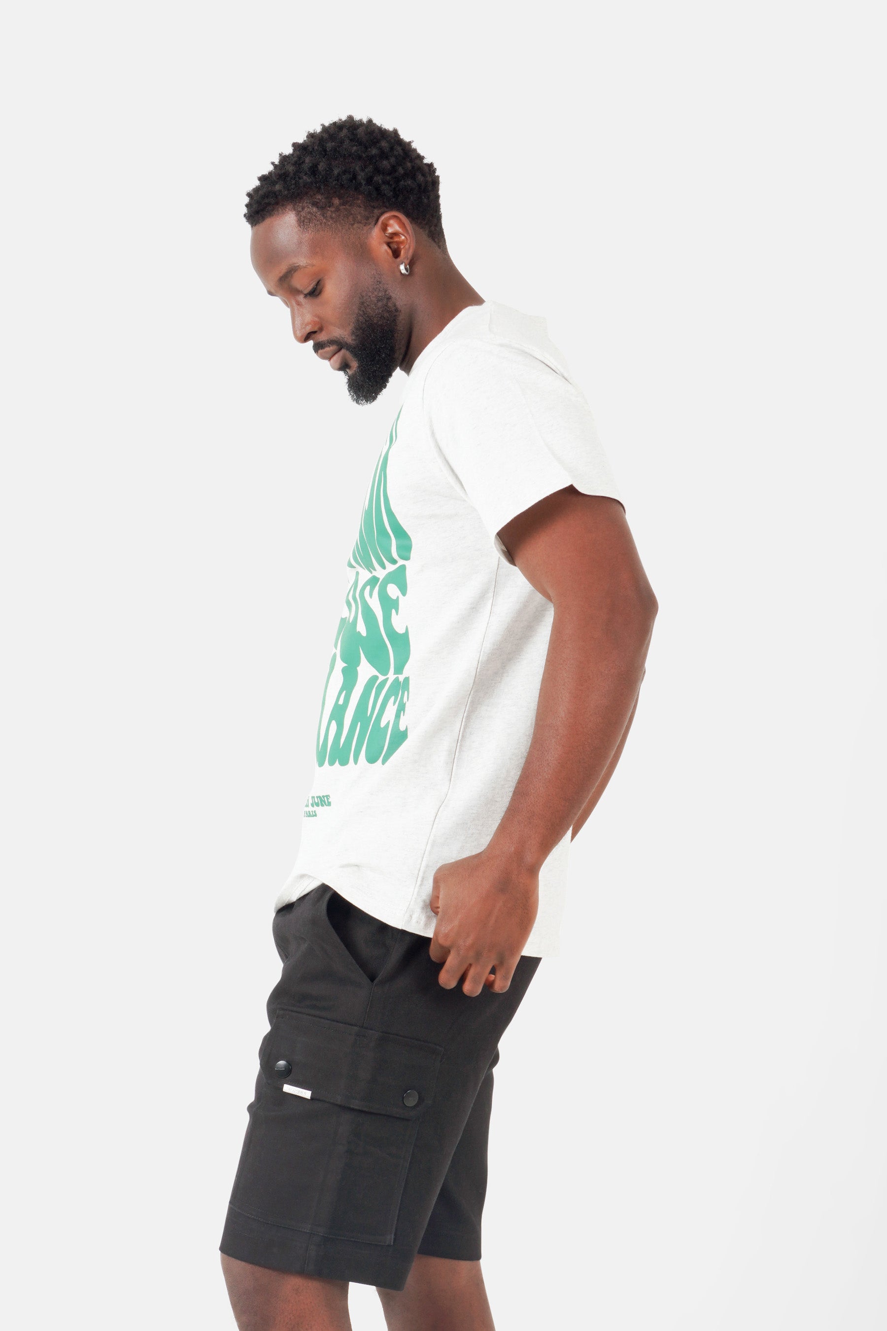 T-shirt print rétro Gris clair