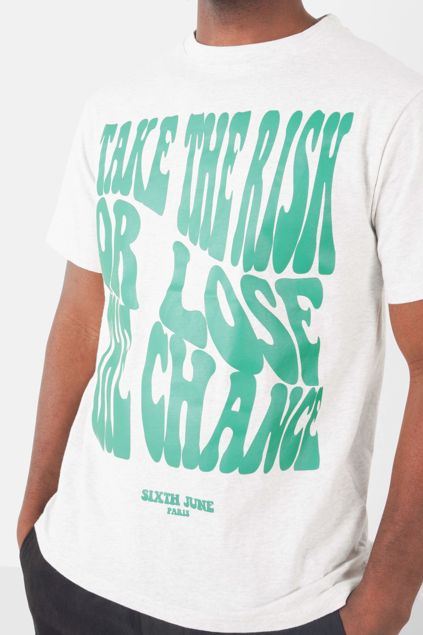 T-shirt print rétro Gris clair