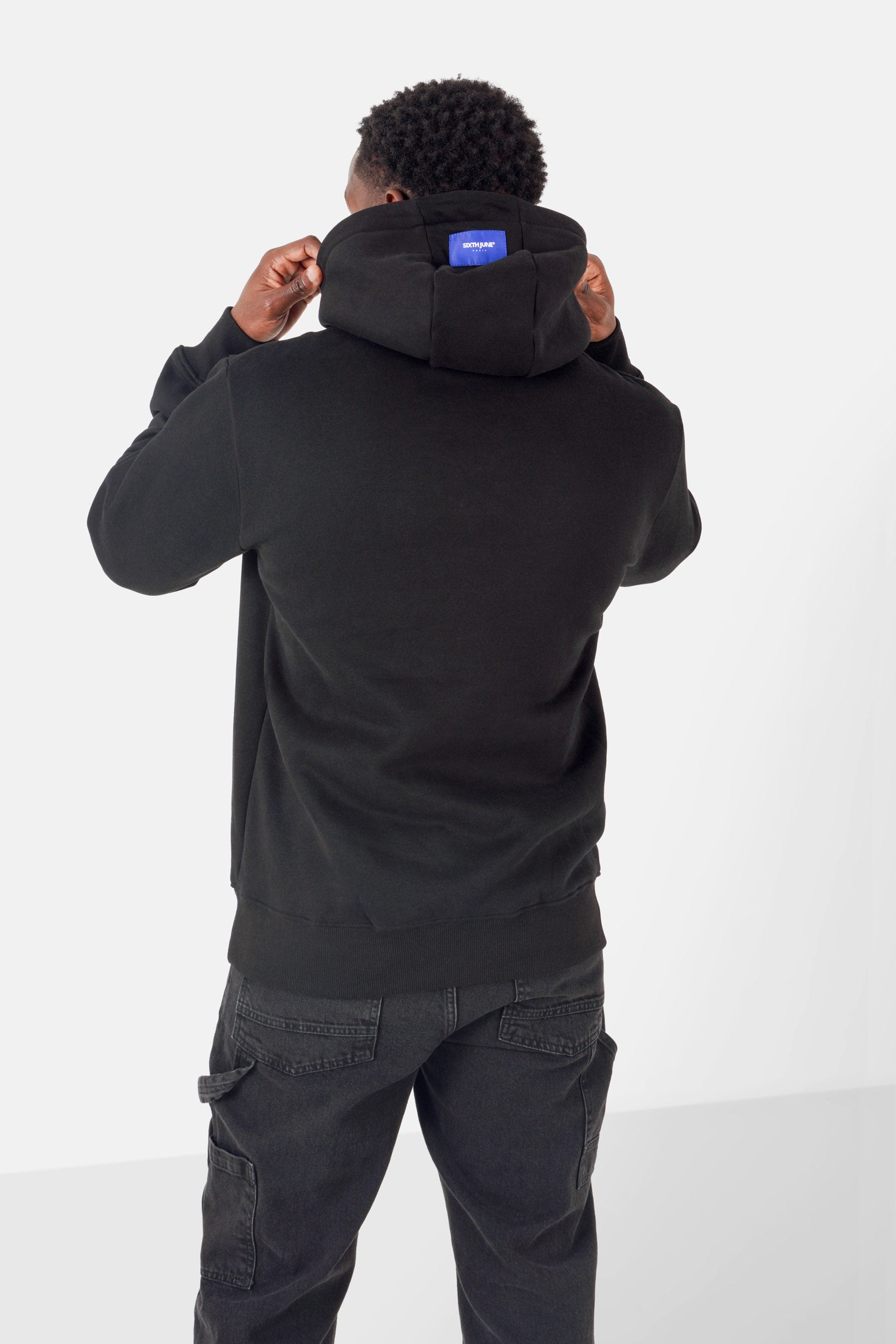Sweatshirt molletonné logo bicolore Noir