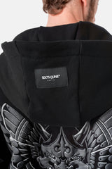 Samurai-Sweatshirt mit Kapuze und Reißverschluss, Schwarz