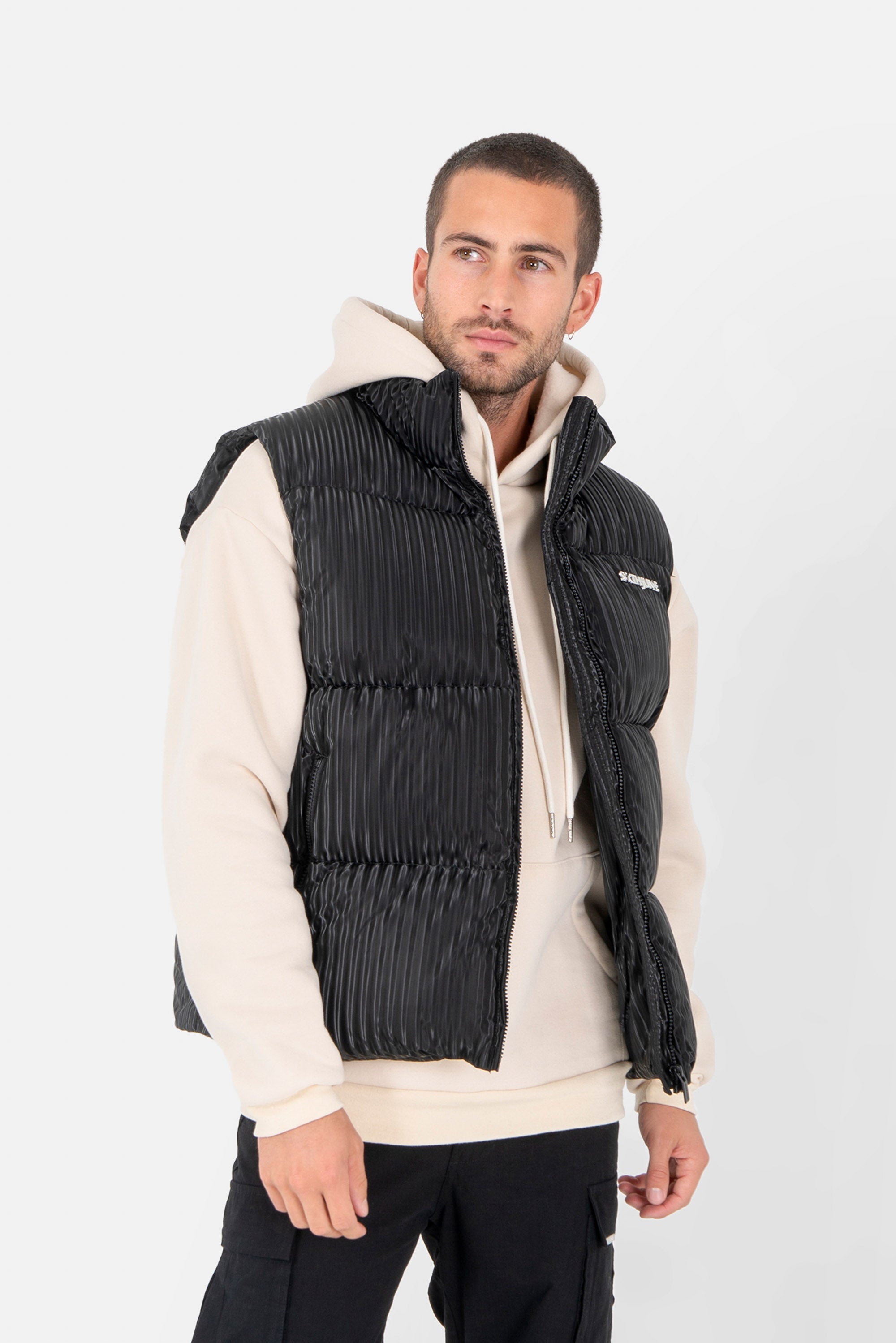 Doudoune brillant sans manche Noir