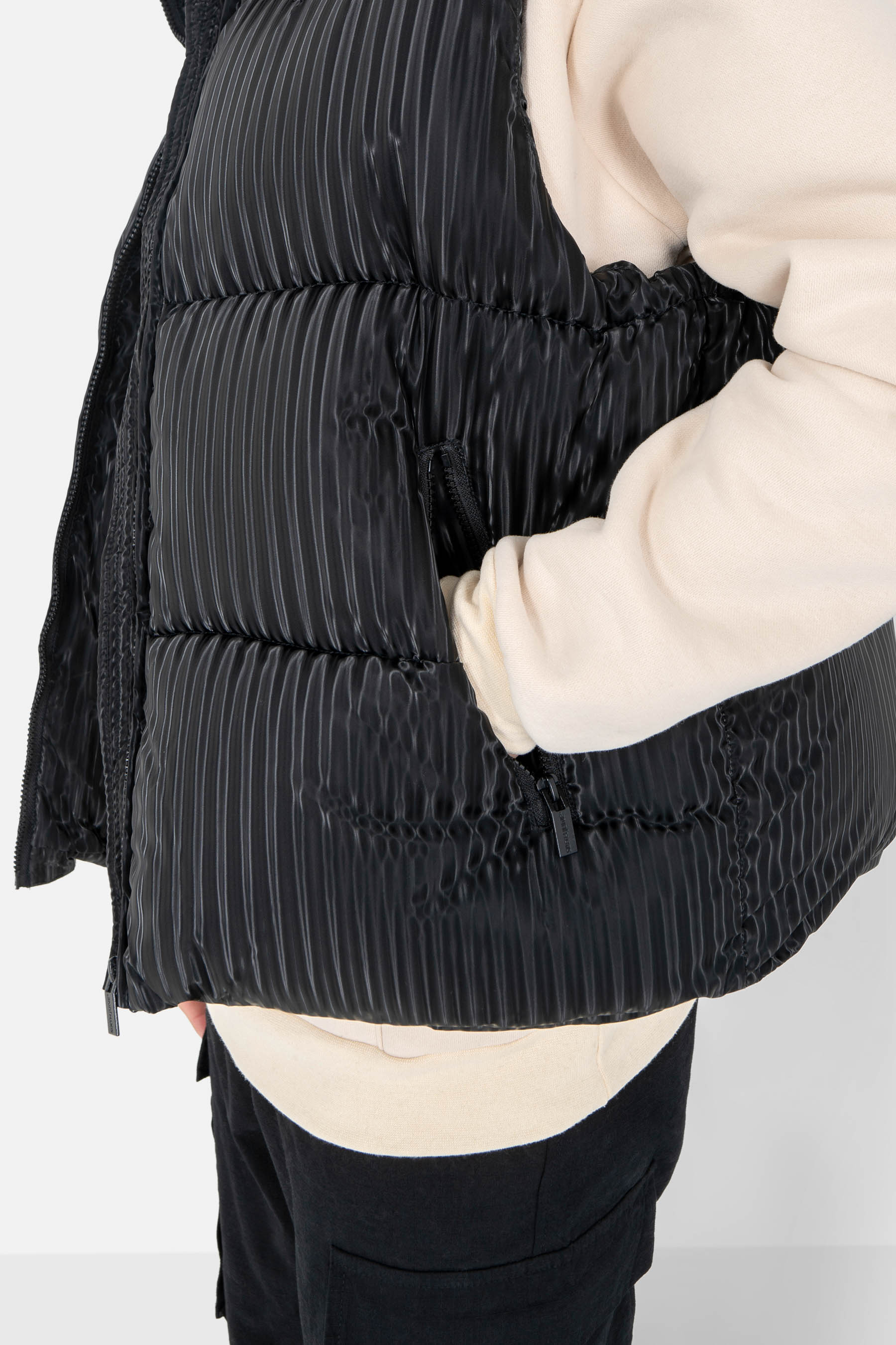 Doudoune brillant sans manche Noir