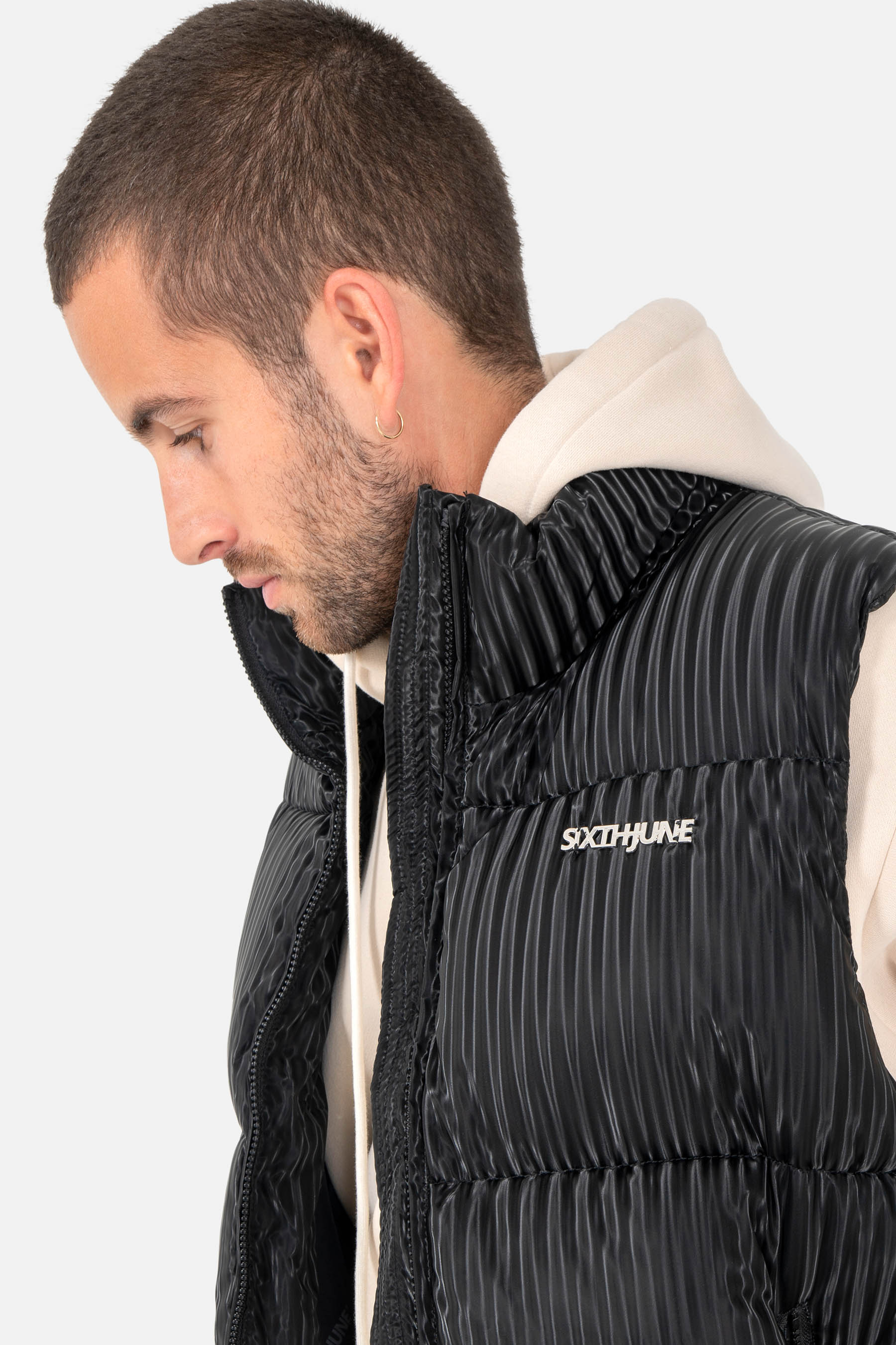 Doudoune brillant sans manche Noir