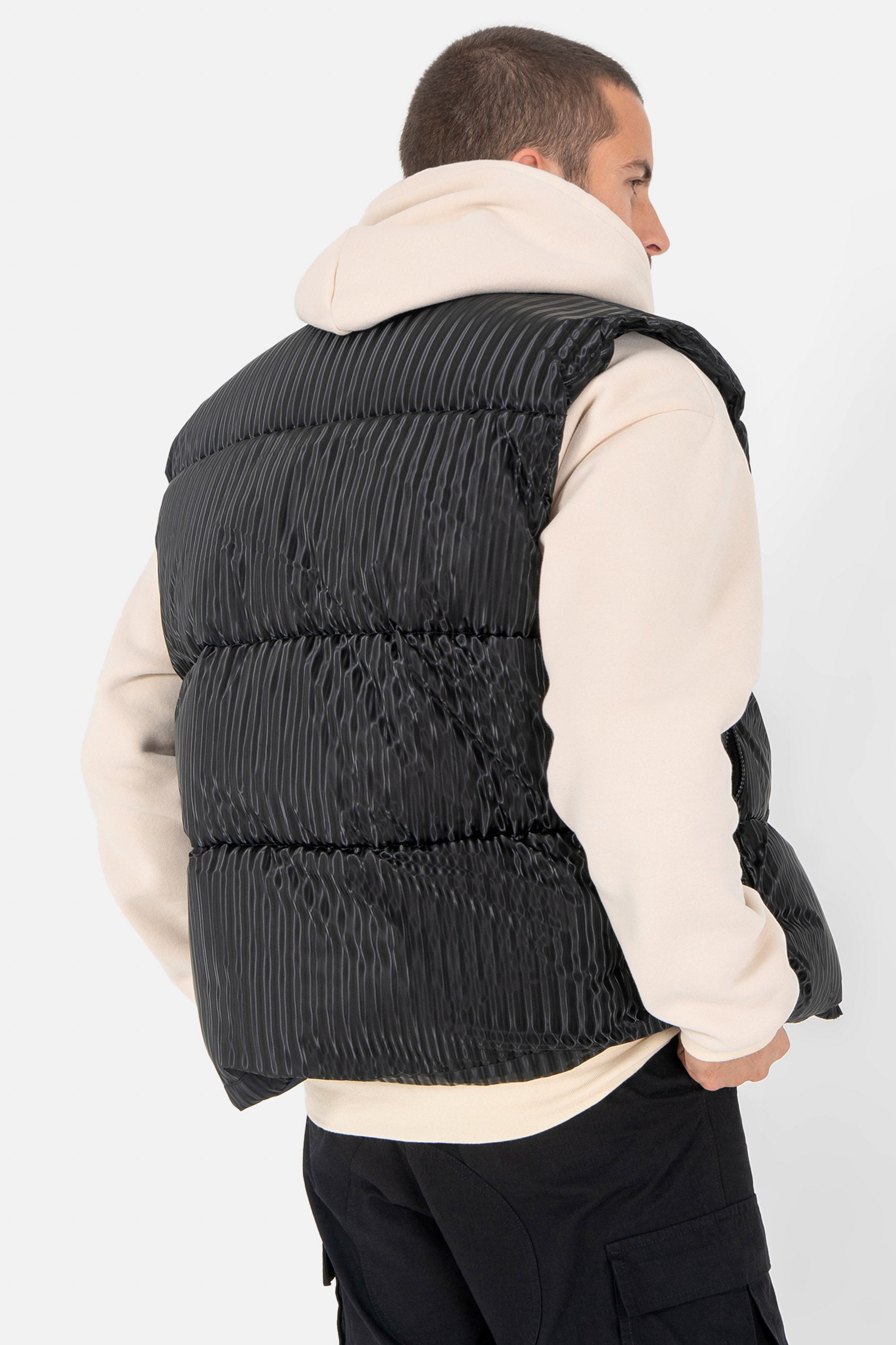 Doudoune brillant sans manche Noir