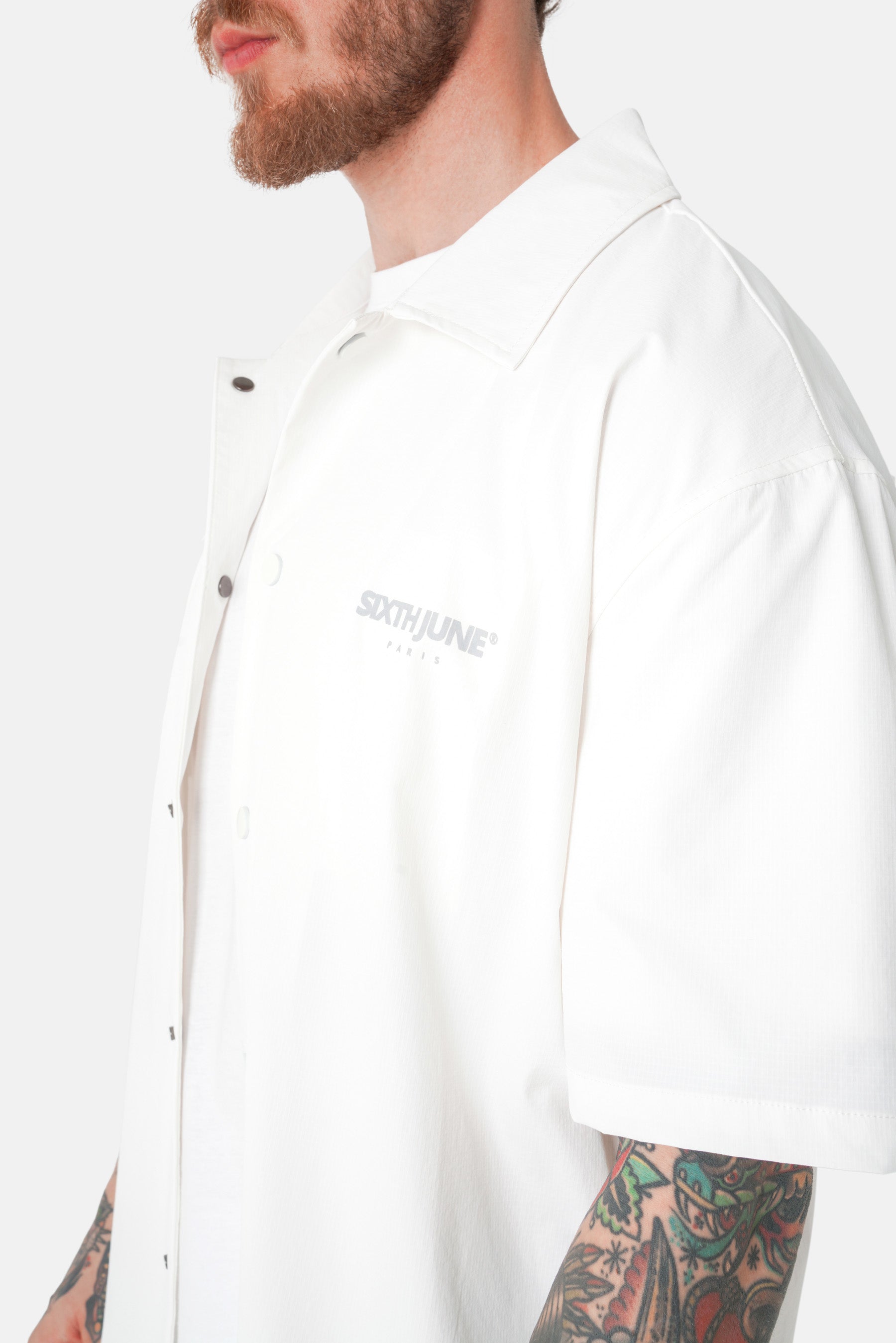 Nylon-Hemd mit QR-Code-Tasche, Weiß