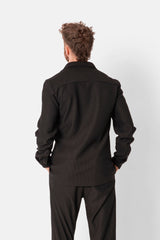 Long-sleeved pleated shirt Black