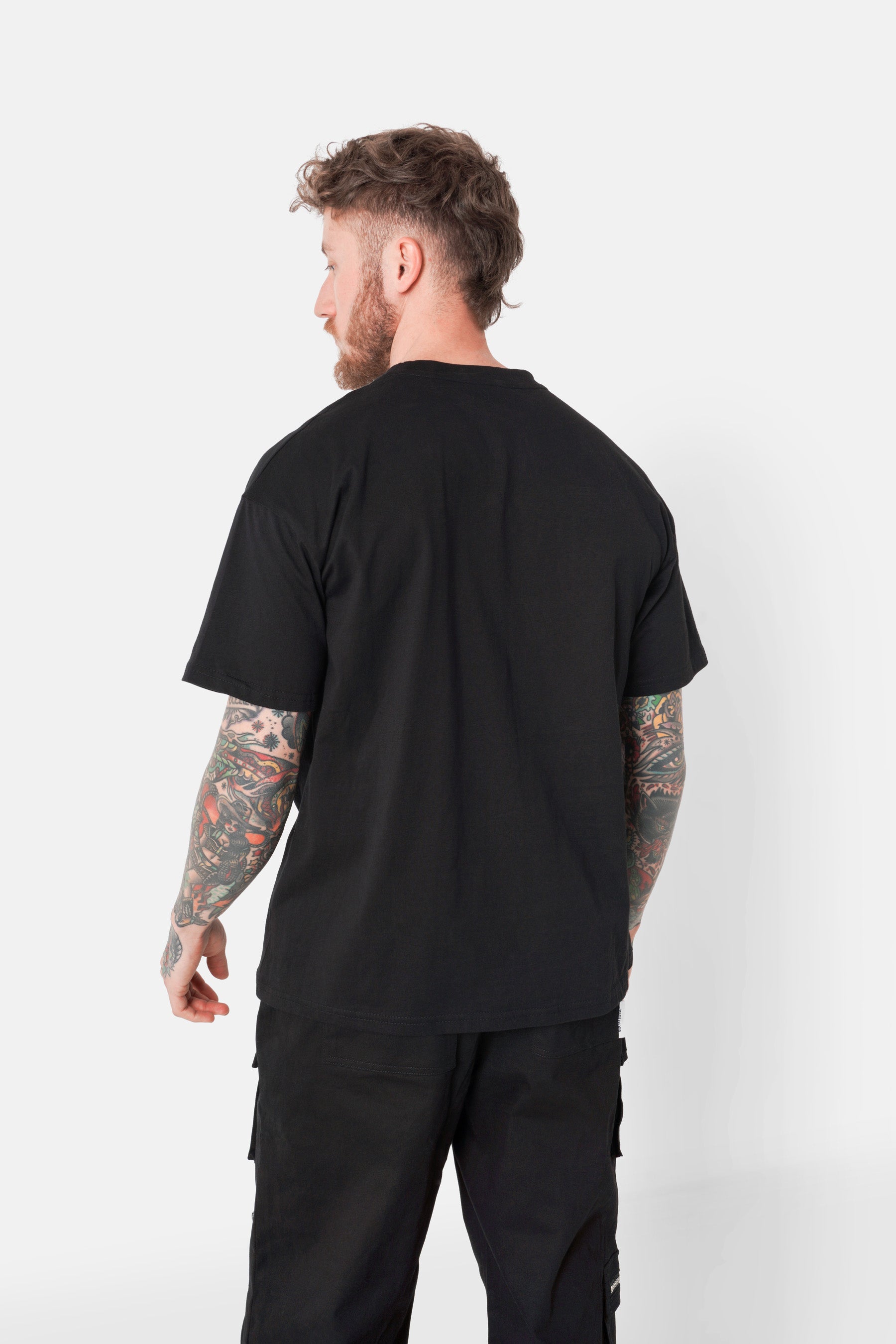 Logo rhinestone text T-shirt Black