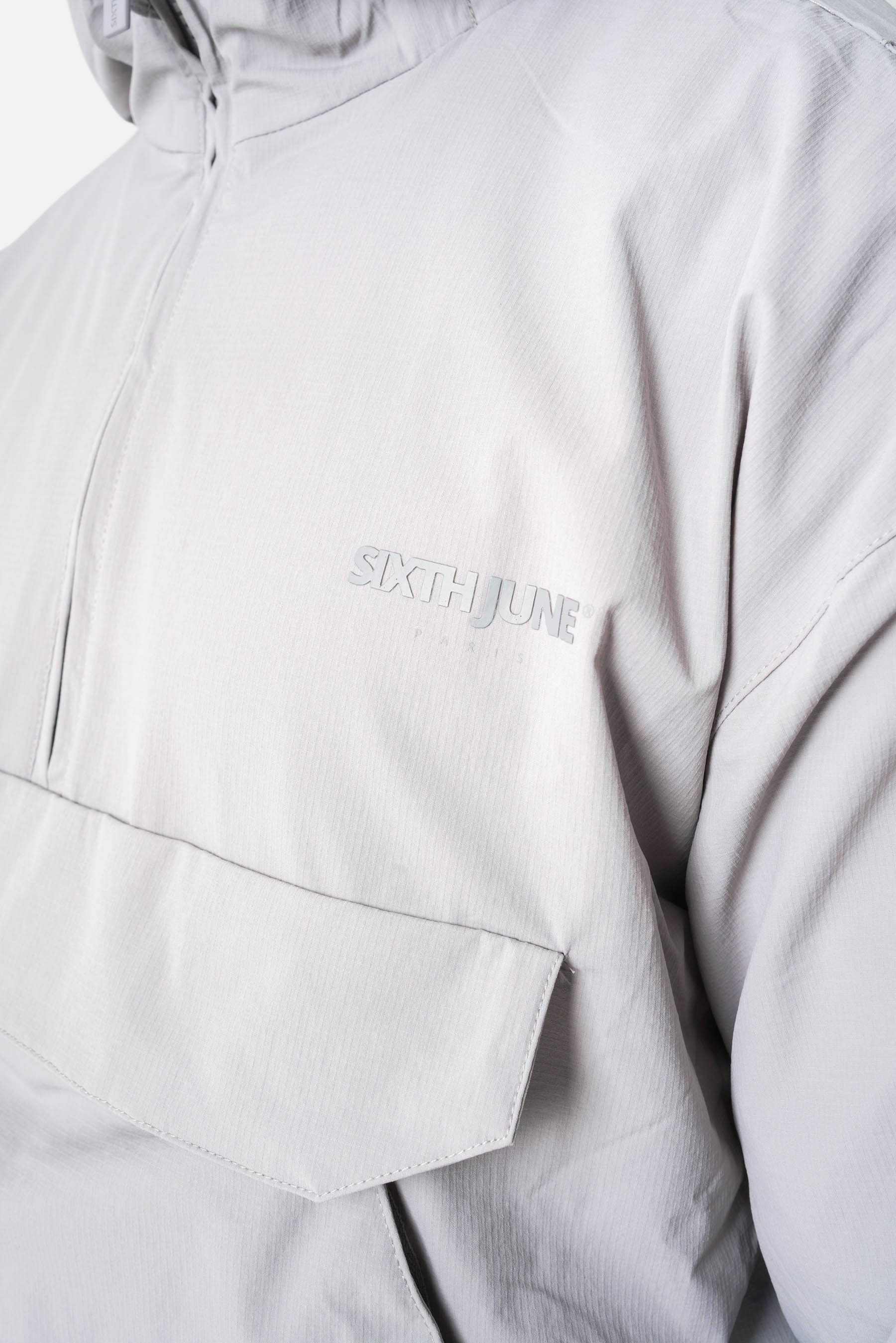 Nylon QR code pocket jacket Grey – Sixth June