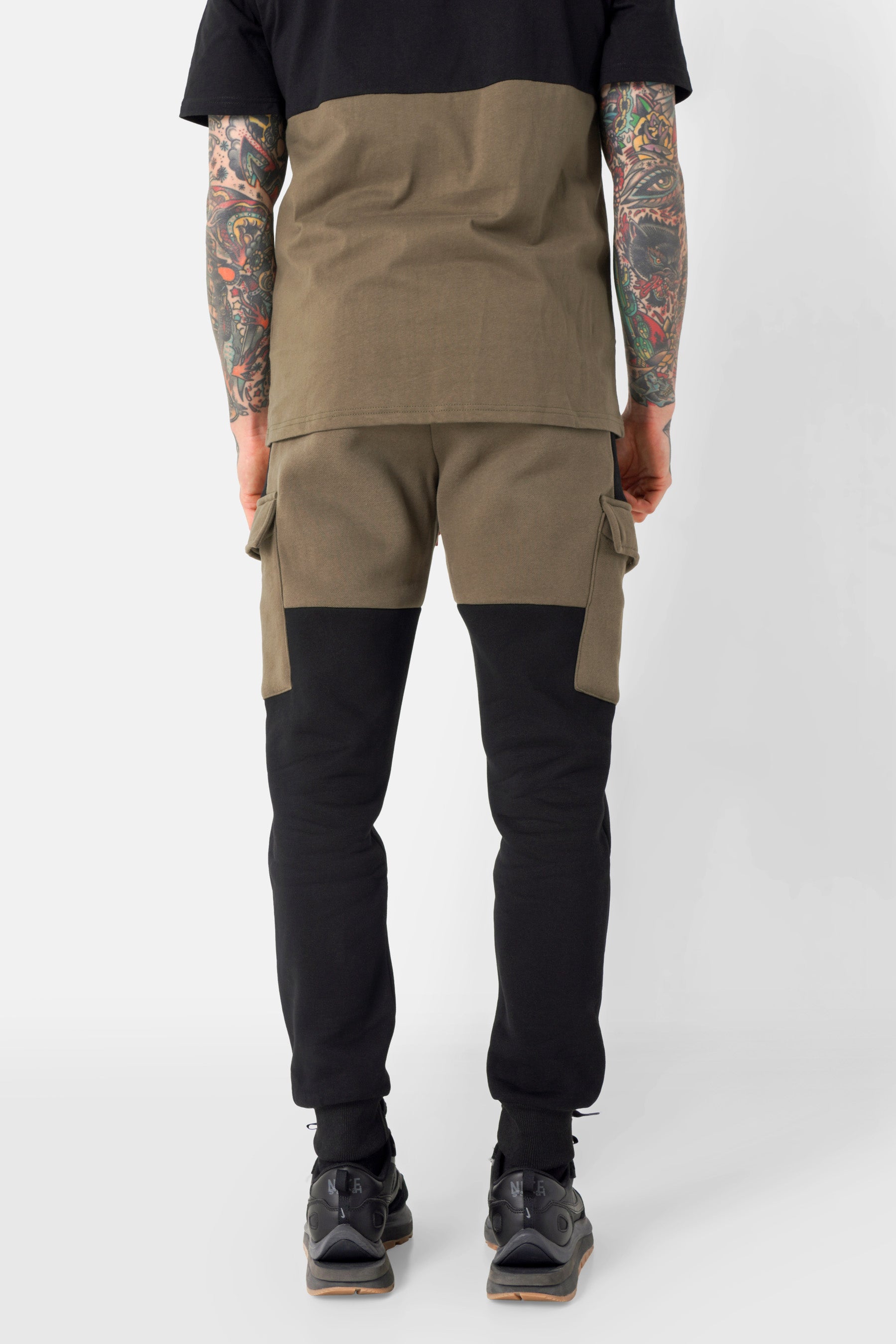 Jogging bicolore cargo Vert kaki