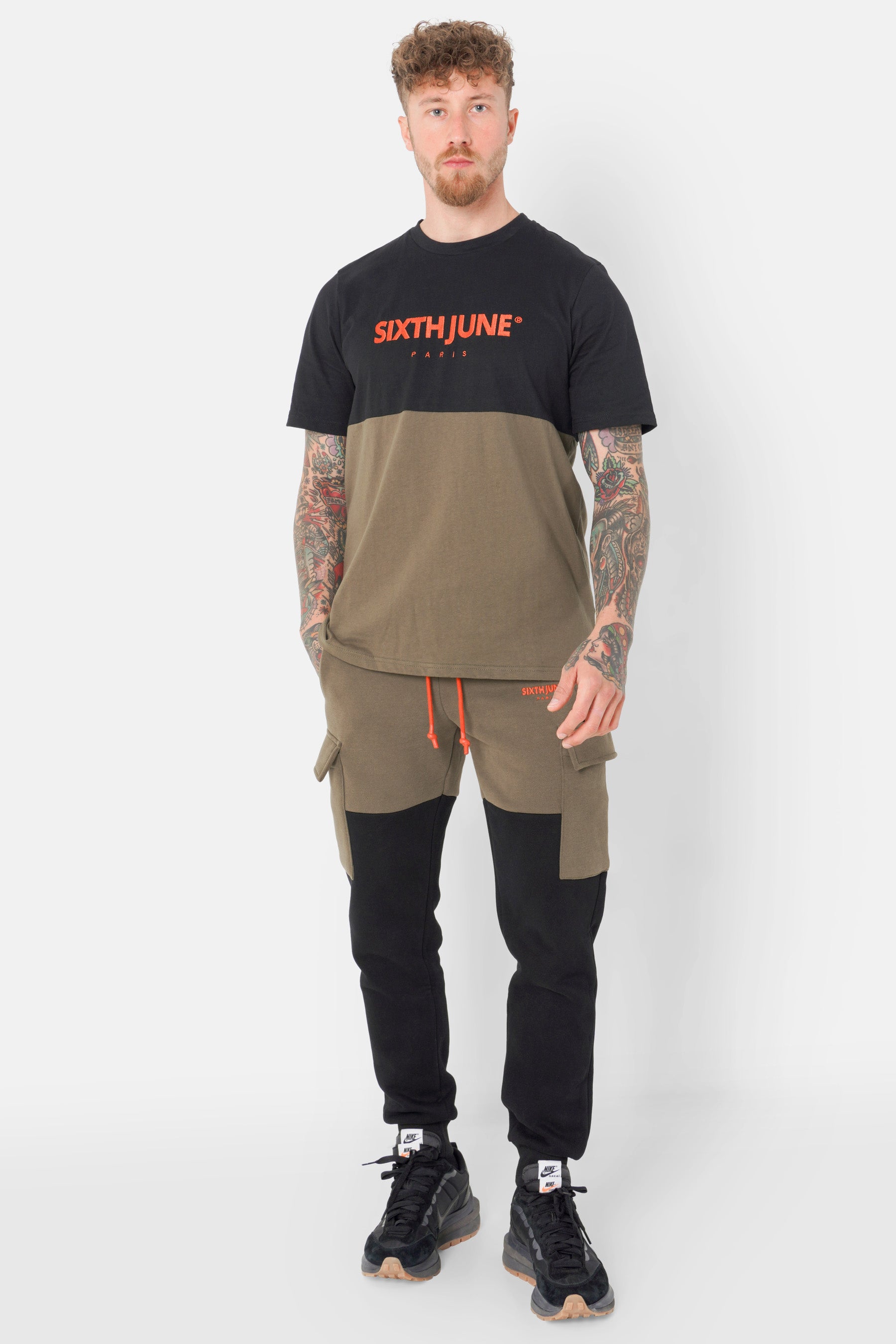 Jogging bicolore cargo Vert kaki