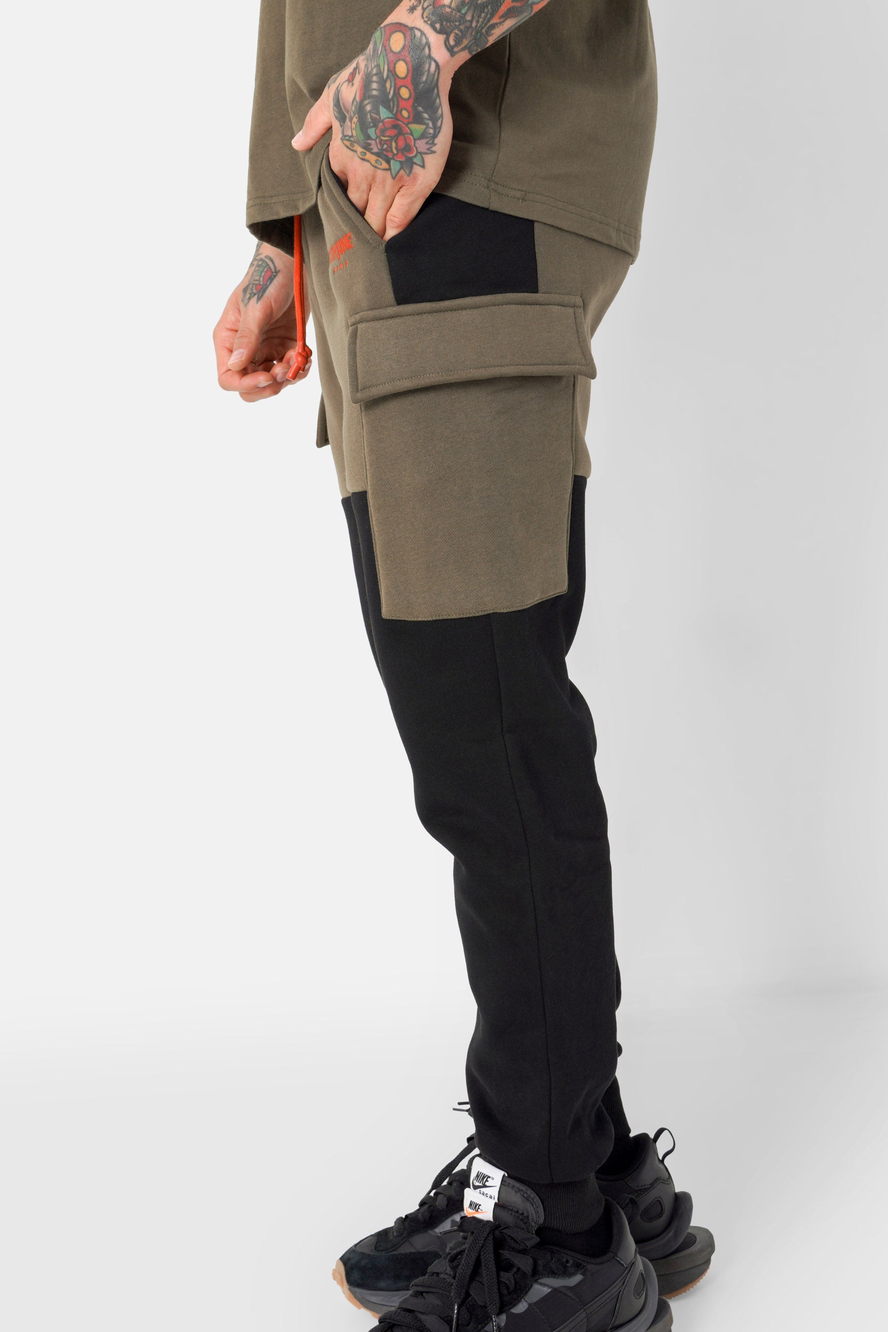 Jogging bicolore cargo Vert kaki