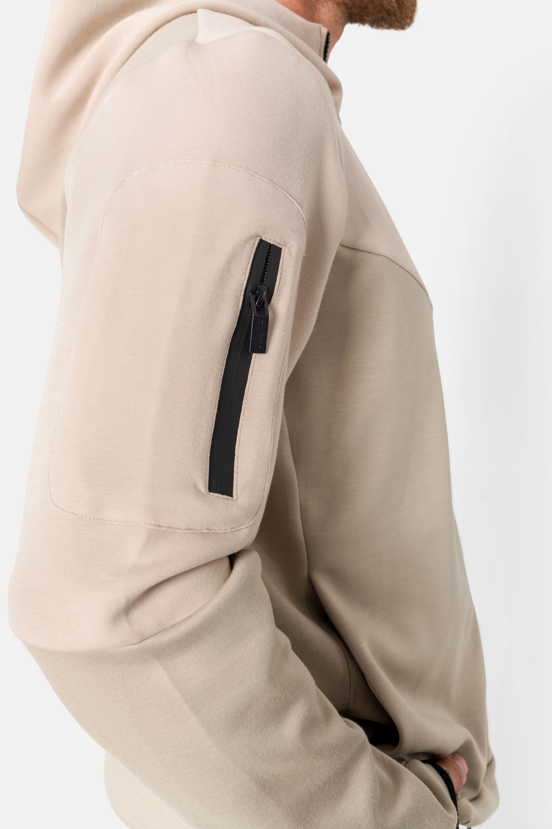 Veste bicolore technique zip Beige